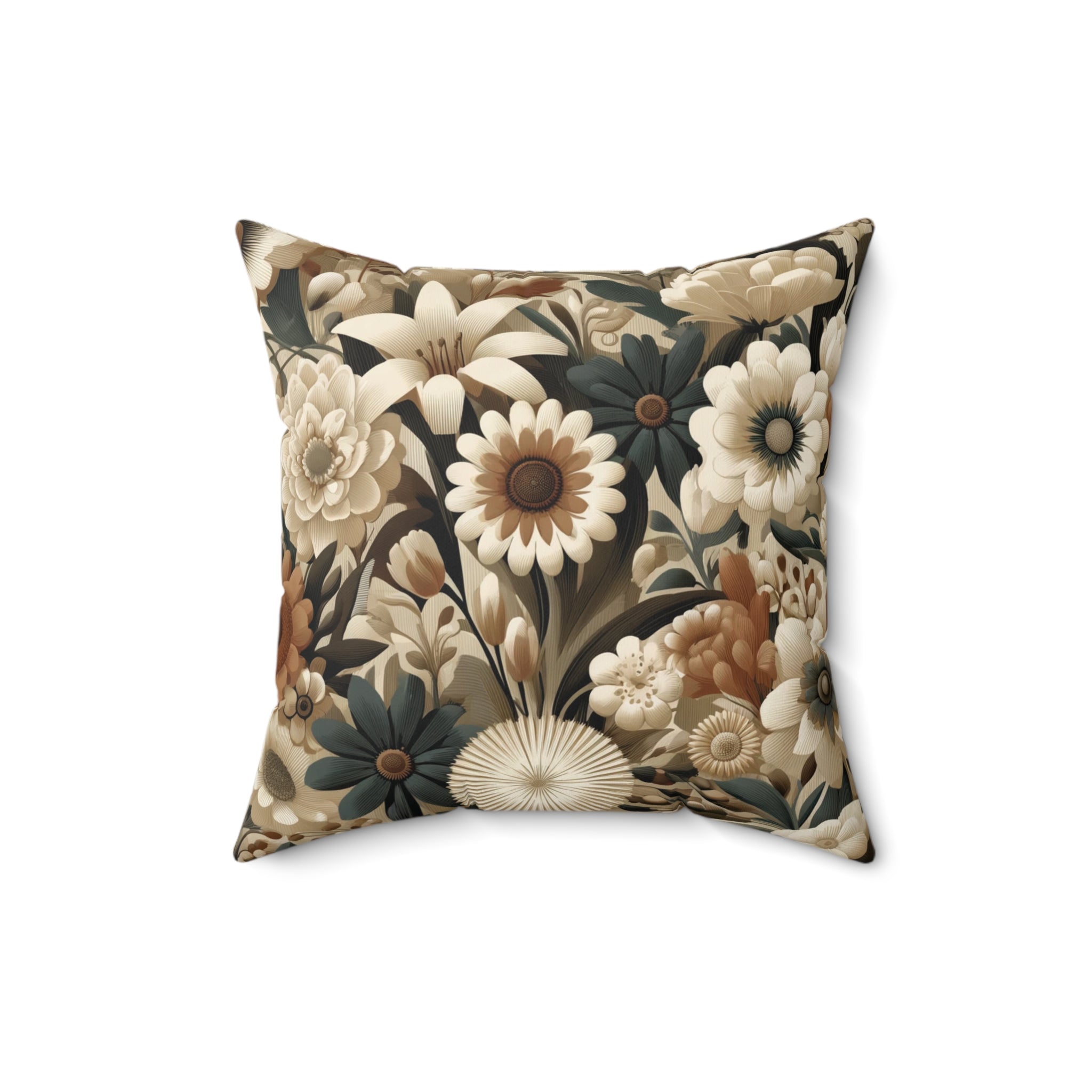 Mid-century Modern Floral Square Pillow Elegant Holiday Decor Perfect for all Seasonal Decorations Perfect Accent for Living Rooms, Bedrooms, Soft, Durable, Pillow Gift New House, Bridal Shower Gift - MRSBYVALLE