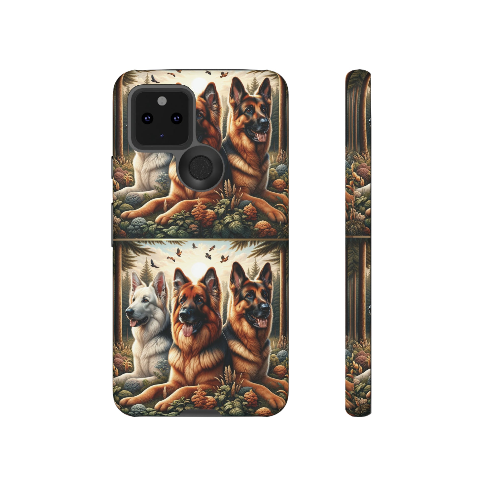 German Shepherd Phone Tough Case Floral Elegant Durable Dog Lover Devices iPhone 15, Samsung iPhone Samsung Accessory Gift for Her.