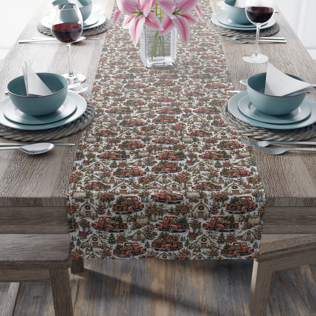 Autumn Harvest Table Runner — Rustic Farmhouse Cotton-Poly Dining Decor