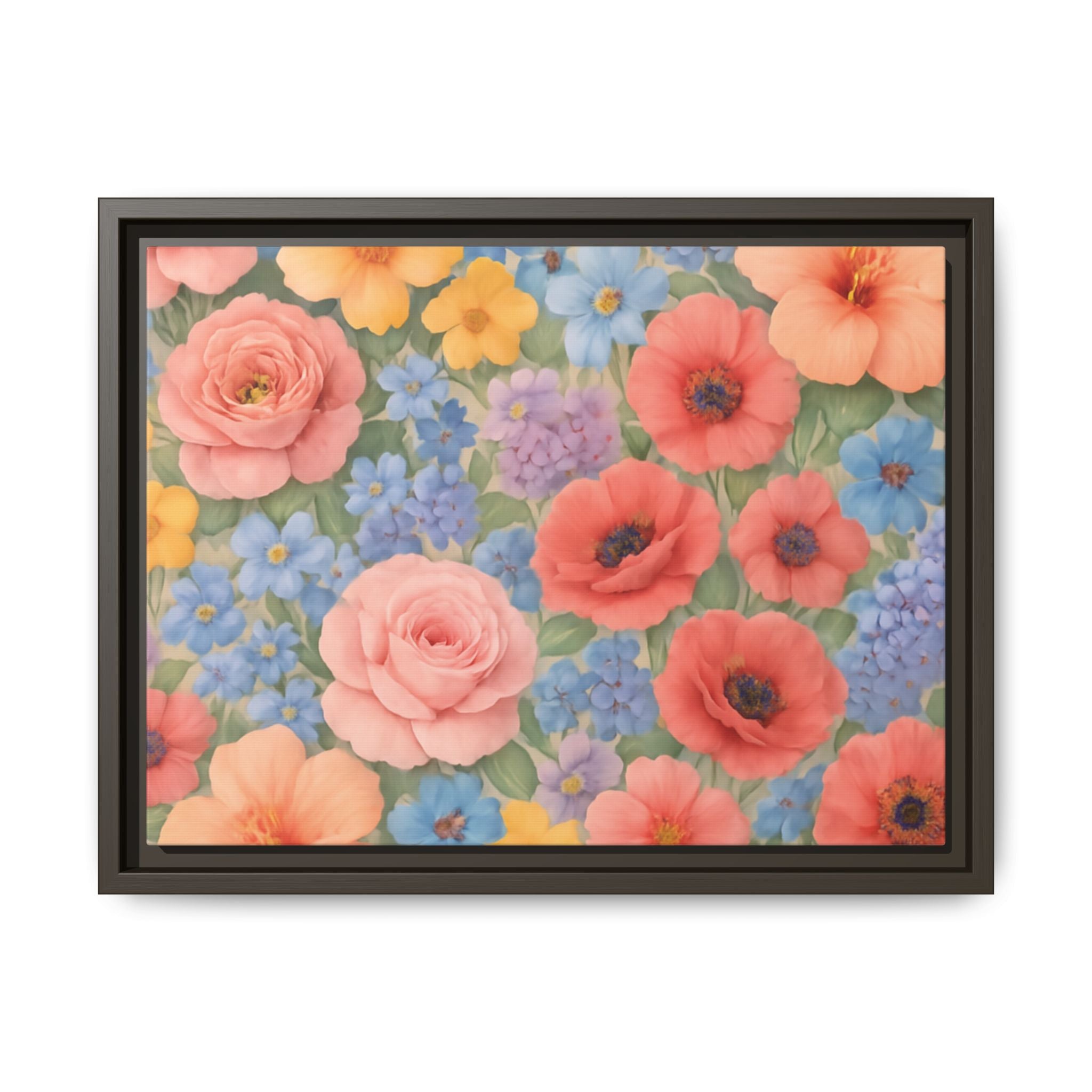 Luxury Framed Floral Canvas – Bold Multi-Color Botanical Wall Art, Elegant Nature-Inspired Accent for Living Room, Bedroom, or Office Décor Gift for Mom