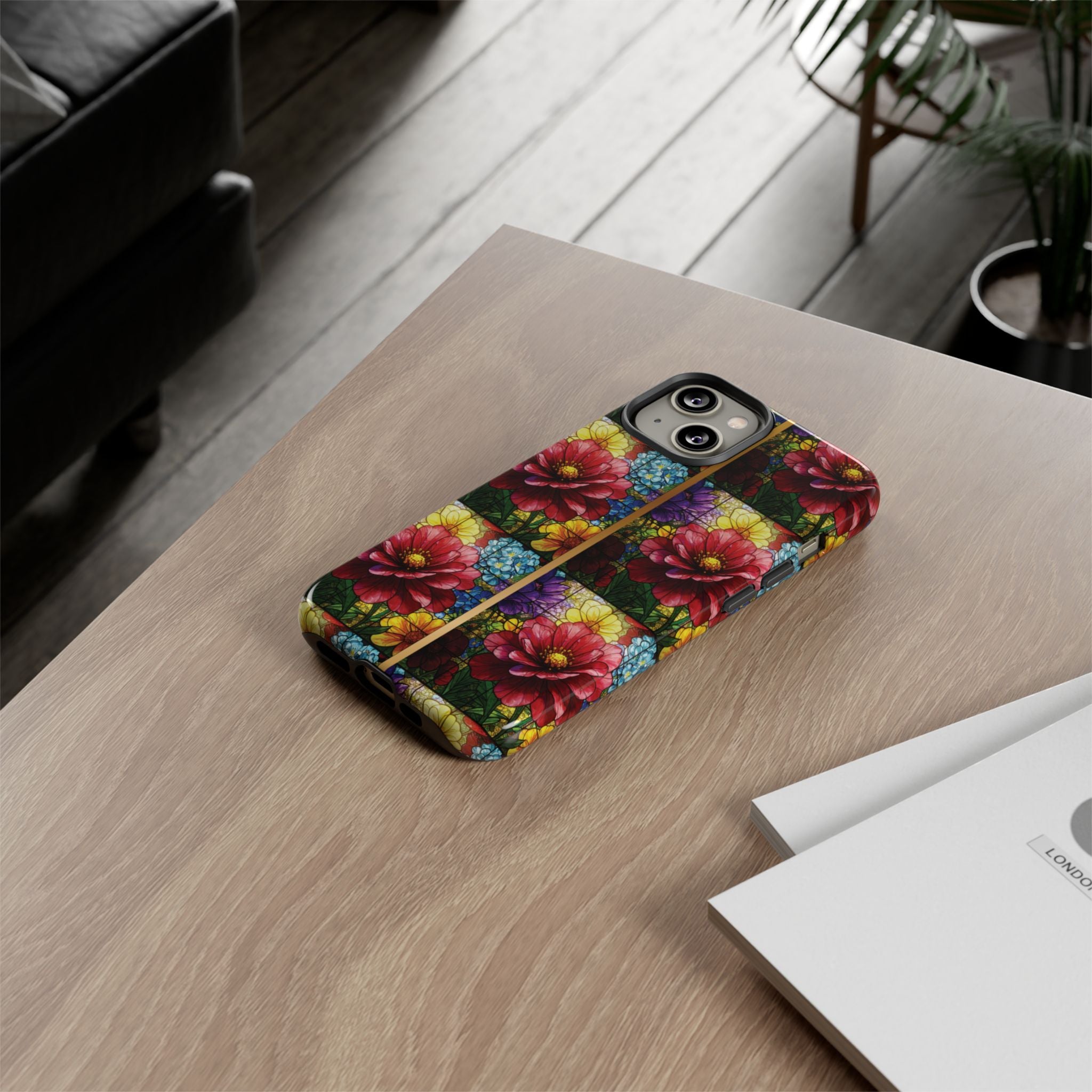 Stained Glass Illusion Floral Phone Case  3D Colorful Flower Design, Protective Christian Gift, Fits iPhone, Samsung, Google Pixel