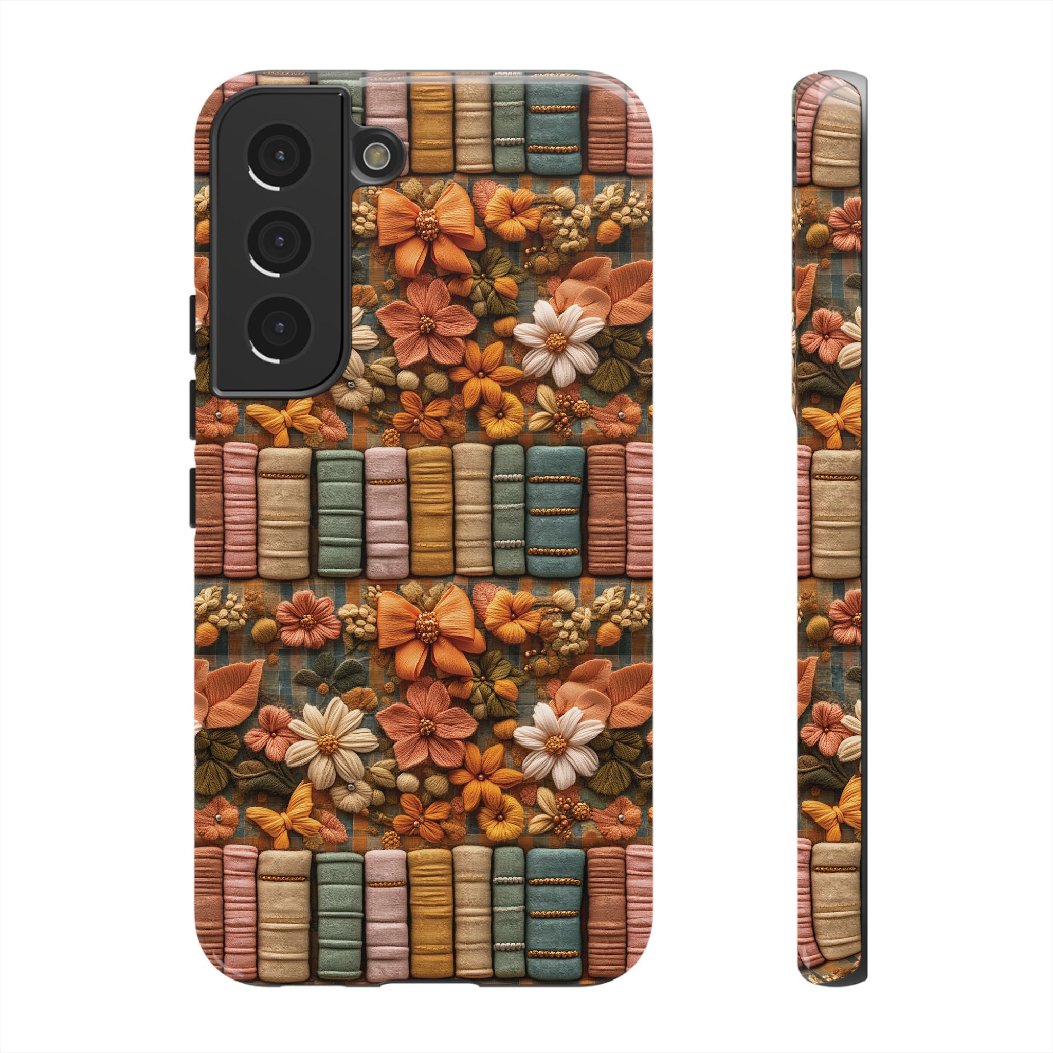 3D Illusion Boho Floral and Books Phone Case Gift for Her Phone 15, Samsung iPhone Samsung Gift for Her Case iPhone 15, Samsung iPhone Samsung Accessory Gift for Her