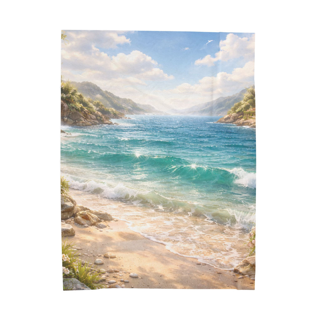 Coastal Horizon Velveteen Plush Blanket — Ocean View Minky Throw