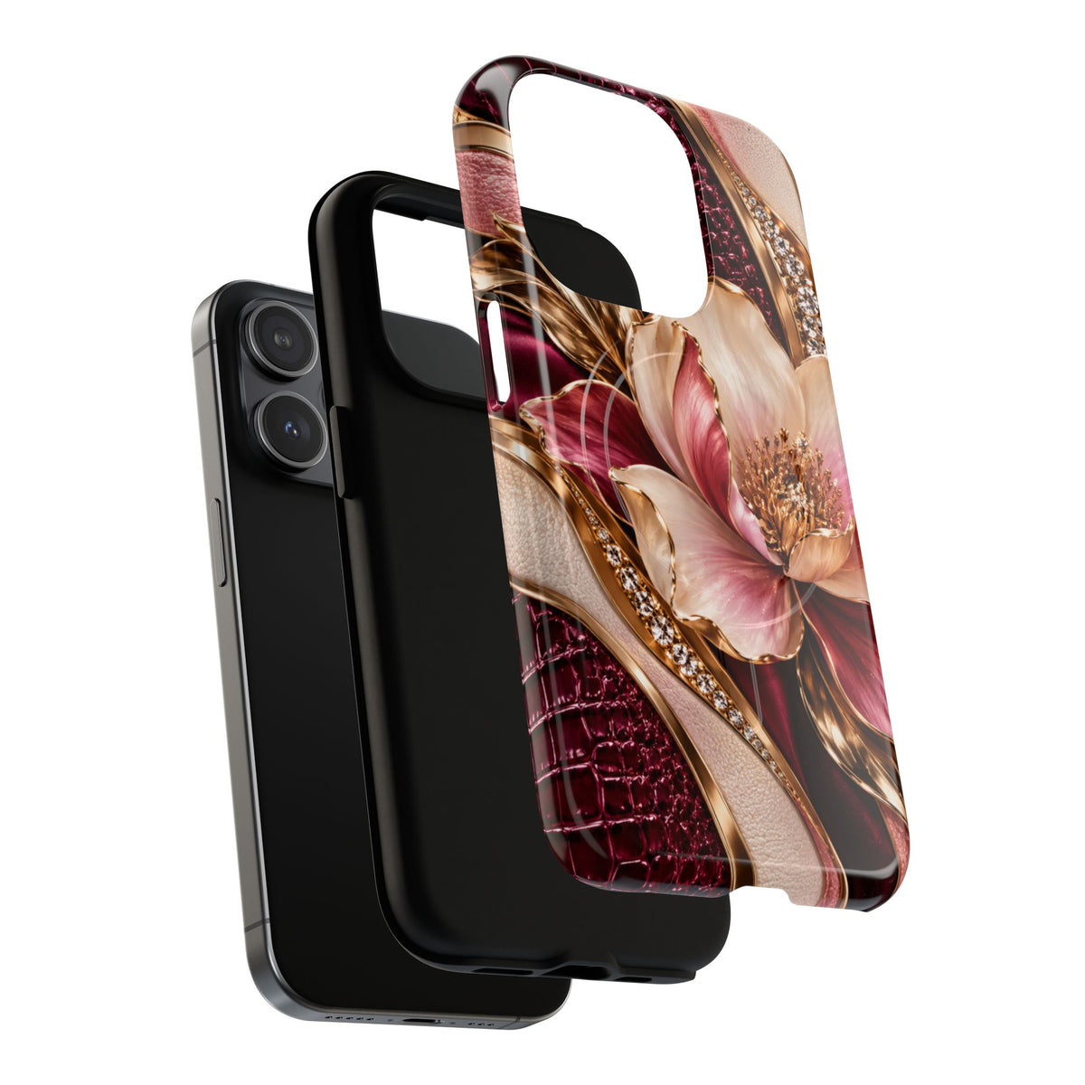 Magnetic Tough Phone Case — Vintage Rose Floral Armor