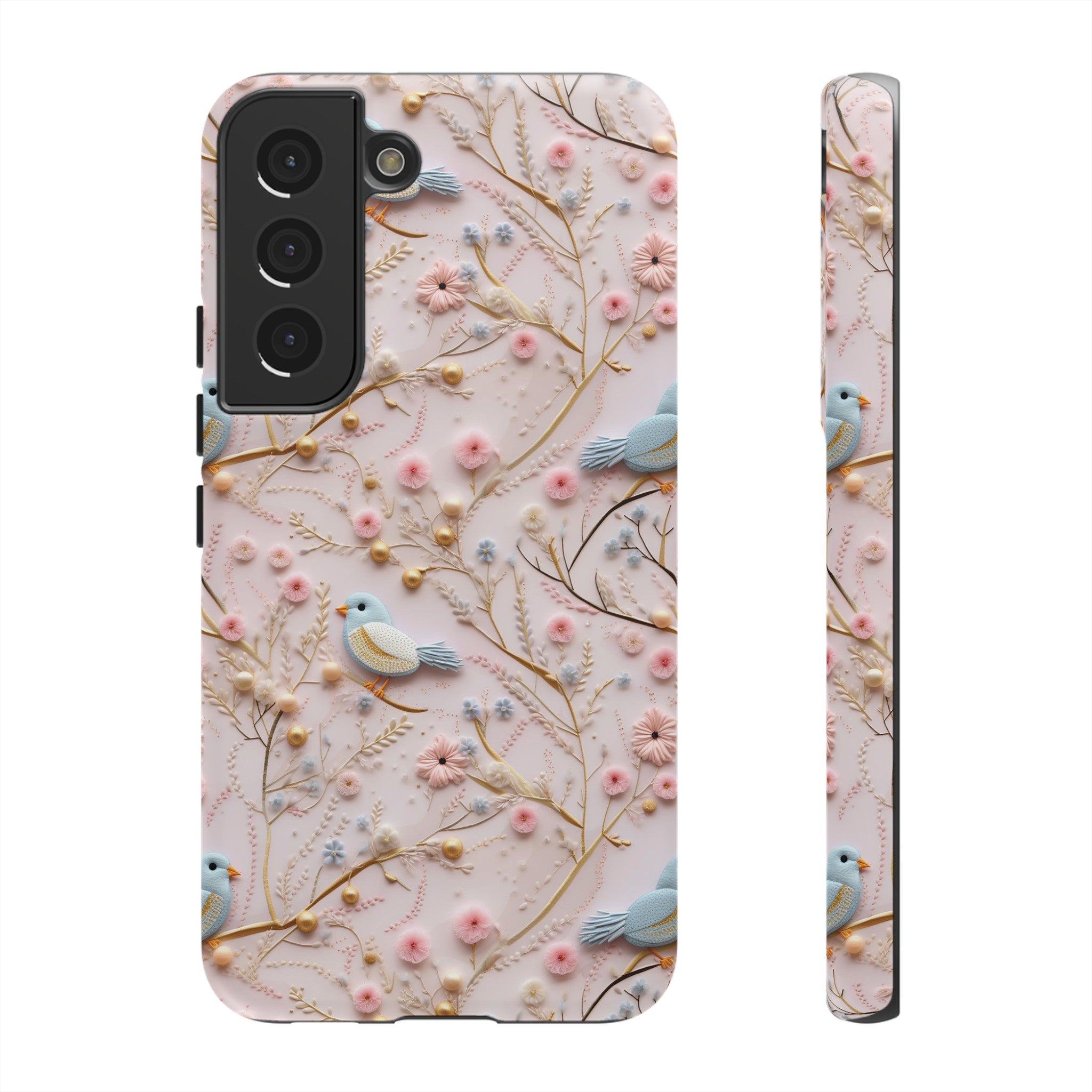 3D Birds Elegant Faux Flowers Phone Case Stylish & Durable for iPhone Samsung Gift iPhone 15, 14, 13 Samsung Pixel Gift for Mom Accessory Gift for Her