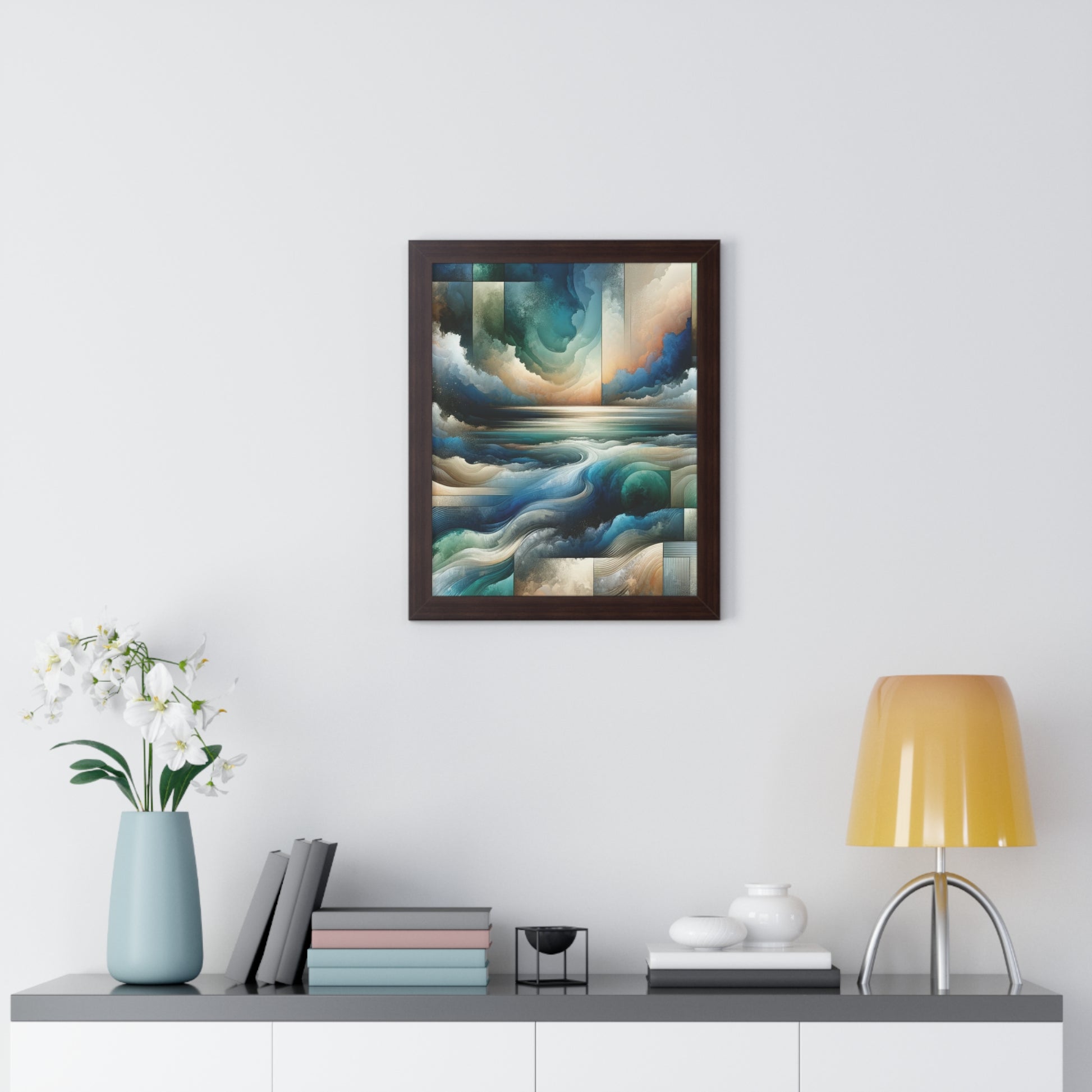Contemporary Elegance Abstract Modern Art Framed Canvas Print Wall Classic Encased in Black, White, or Walnut Frames with Durable Acrylic Protection Ready to Hang Timelessly Crafted..