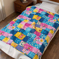 Pastel Patchwork Illusion Velveteen Plush Blanket Gift