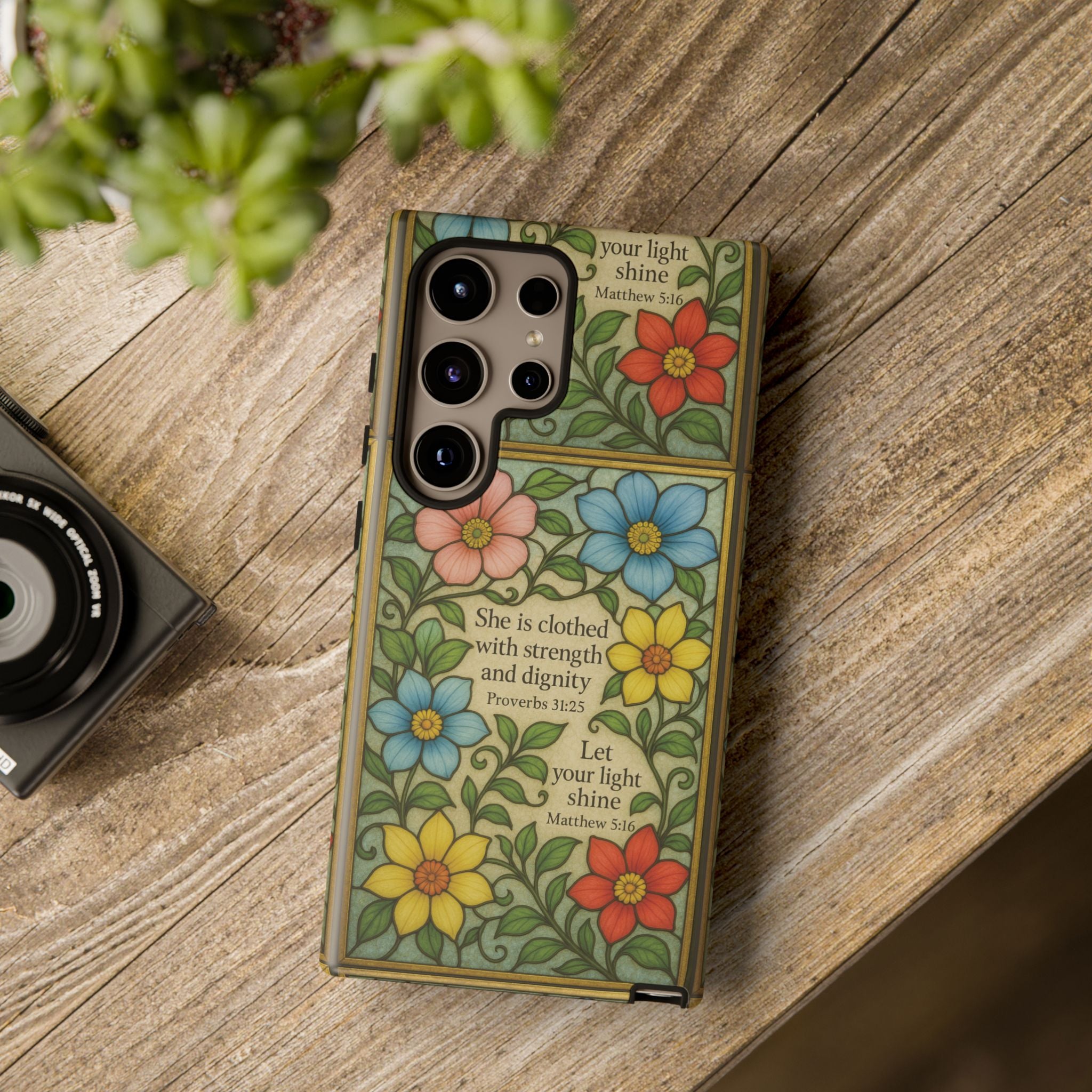 Pastel Floral Stained Glass Bible Verse Phone Case Christian Affirmation, Soft Faith Design, iPhone Samsung Google, Inspirational Gift for HerGift for Christians