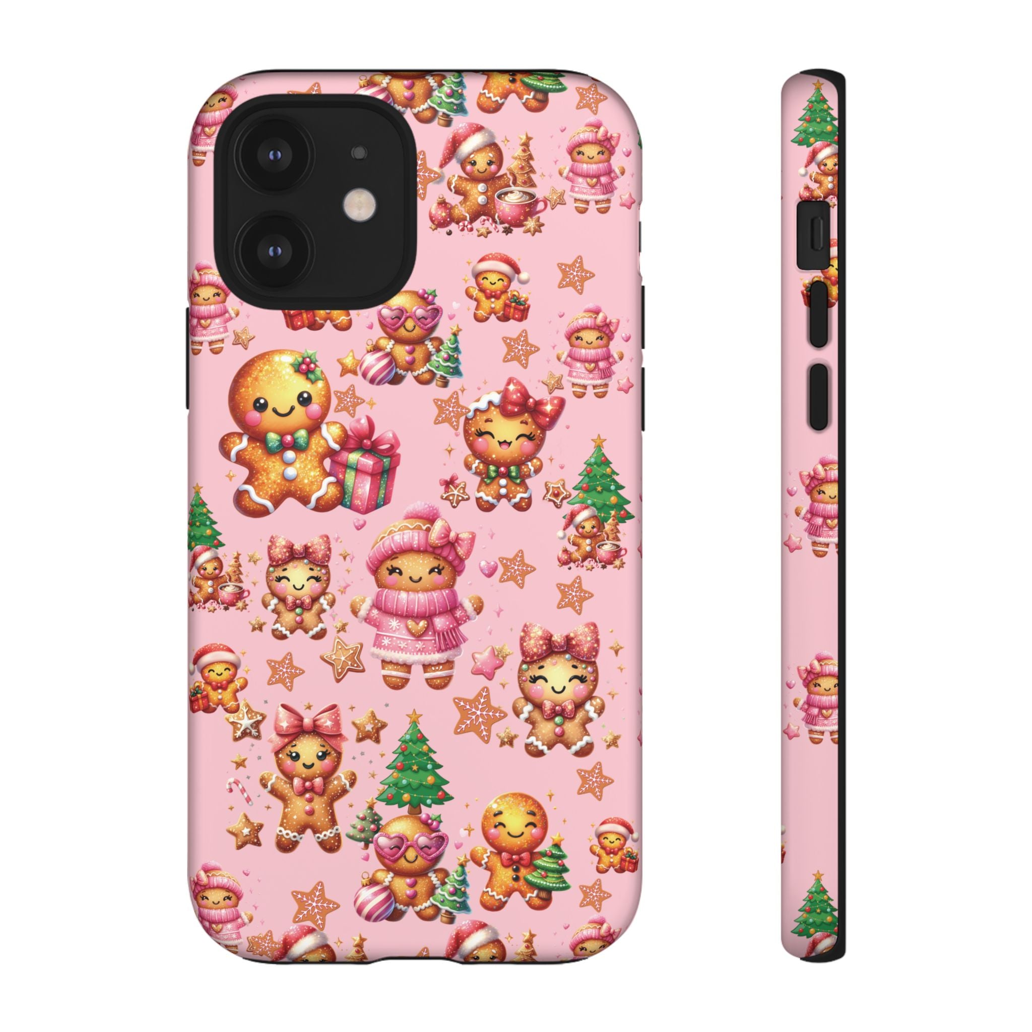 Adorable Pink Gingerbread Girl Phone Case Girly Holiday Vibes, Sweet Christmas Aesthetic, Cute & Festive Gift Idea for Her, Fun Protective Cover