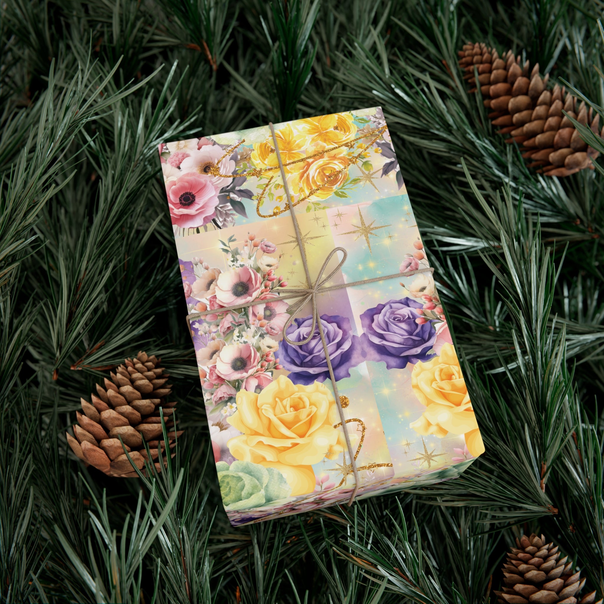 Pastel Floral Wrapping Paper | Vibrant Seasonal Blooms | Perfect for Birthdays, Special Occasions | Premium Quality Gifts Moms Weddings