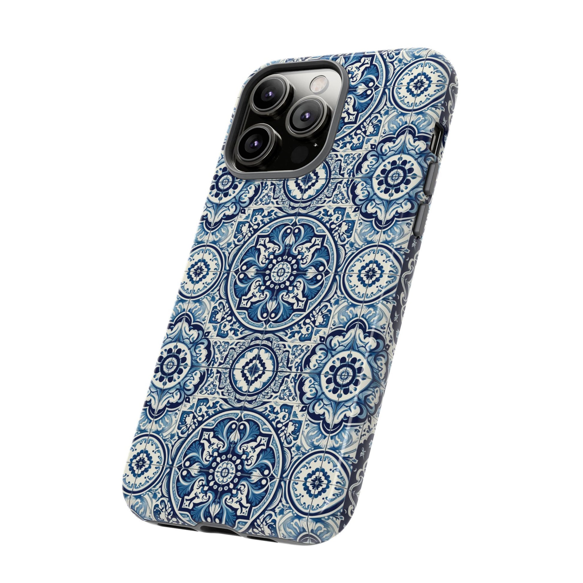 Azulejo Tile Phone Case Elegant Mediterranean Blue Porcelain Design iPhone 17, 16, 15, Samsung iPhone Samsung Accessory Gift for Her