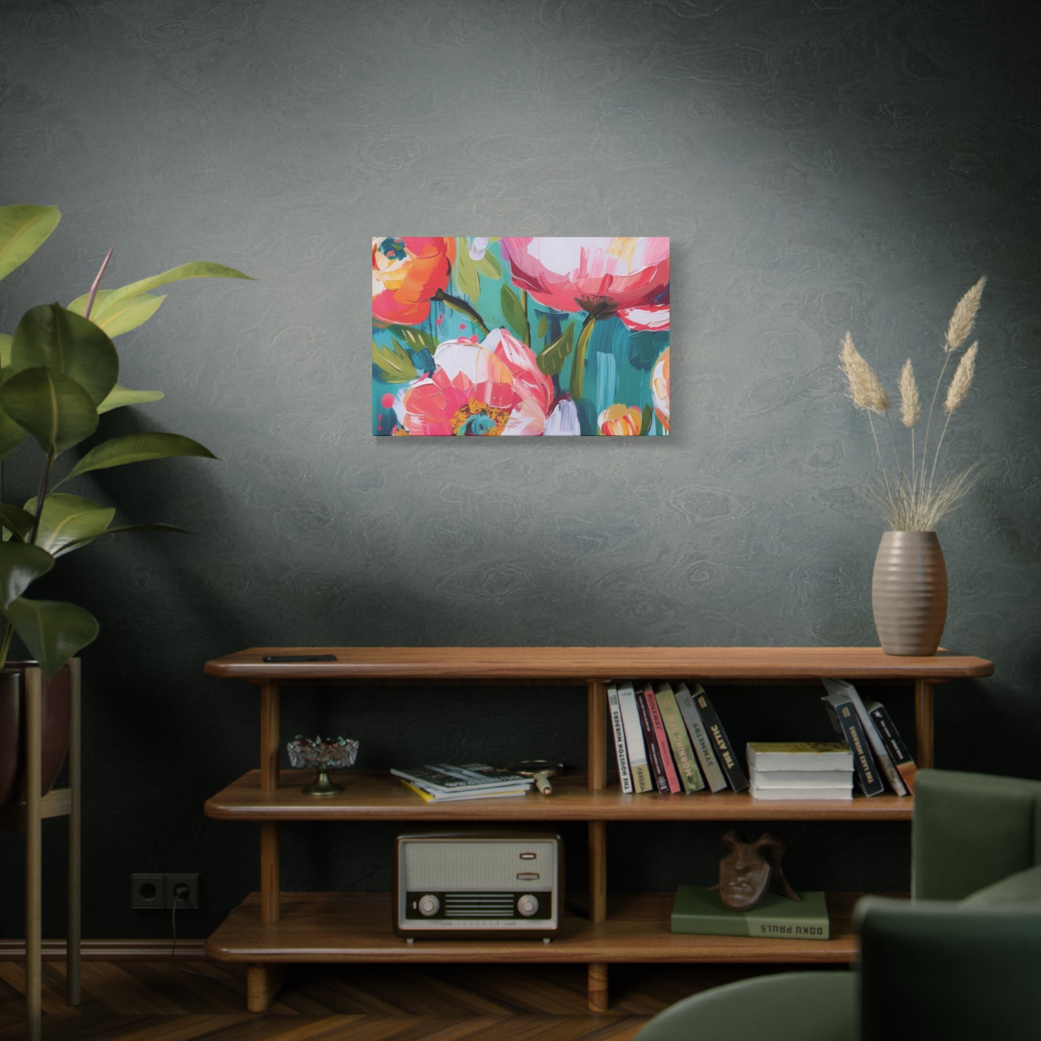 Unique Boho Floral Wall Art Matte Canvas Stretched, Vibrant Botanical Design, Perfect for Living Room, Bedroom, or Office Decor, Adds a Stylish Touch to Any Space - MRSBYVALLE