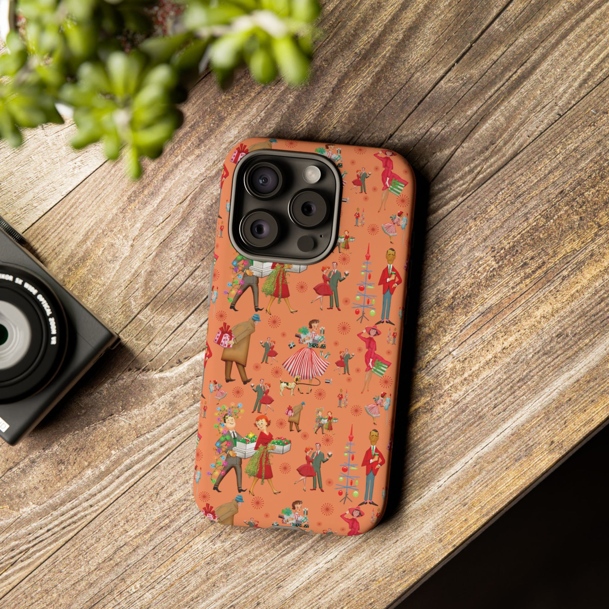 Retro Christmas 50s Phone Case Unique Holiday Protection for Your Device | Stylish & Durable Cover Gift for Her Phone 17, 16, 15, Samsung iPhone Accessory Gift for Her