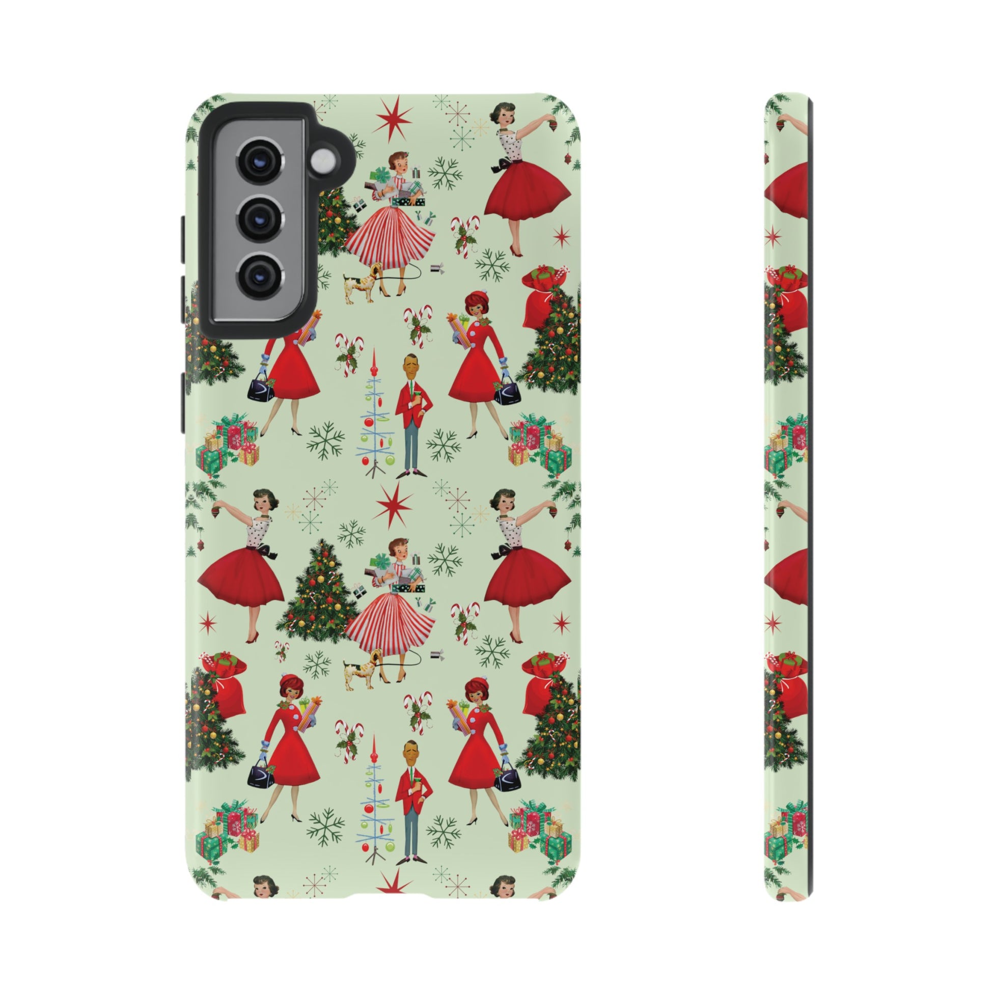 1950s Vintage Phone Case - Retro Christmas Design | Unique Holiday Protection for Your Device | Stylish & Durable Cover Gift for Her Phone 15, Samsung iPhone Samsung Accessory Gift for Her