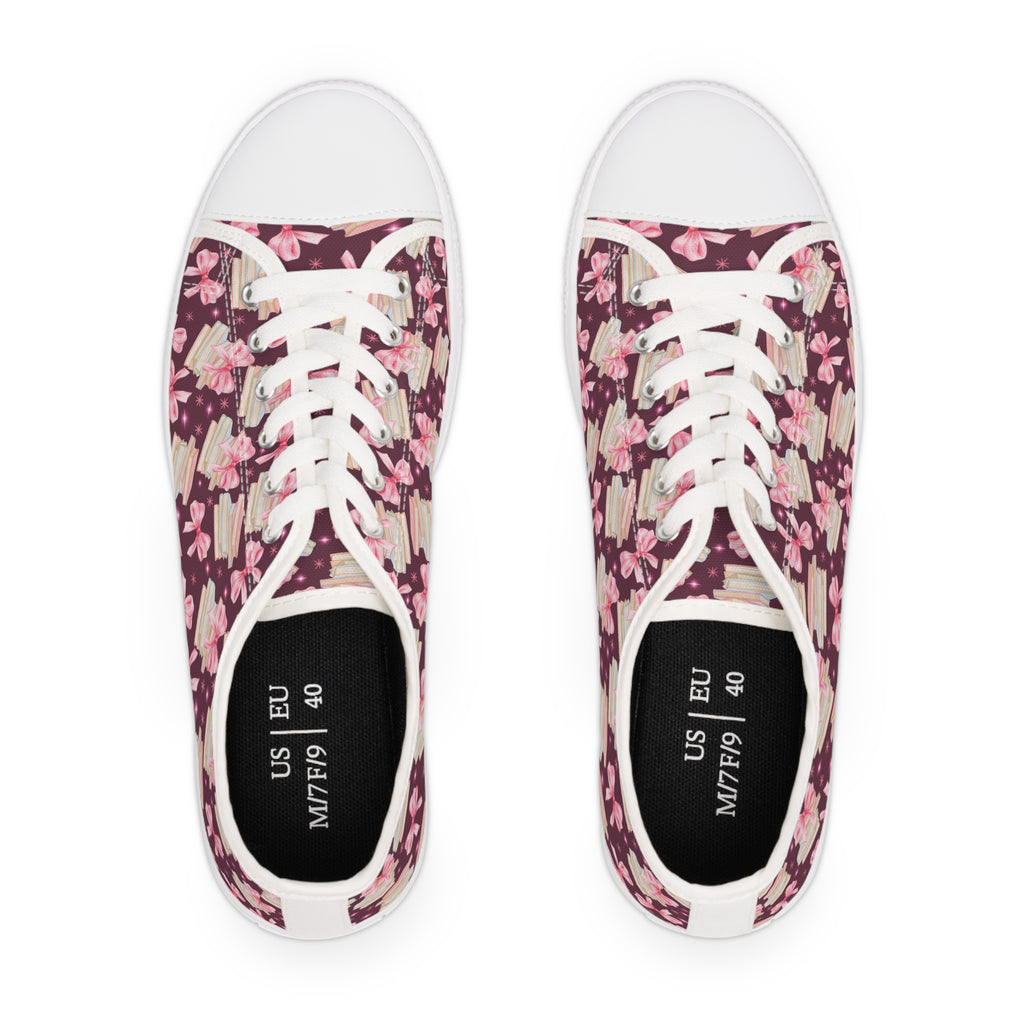 Coquette Pink Bows & Books Sneakers Step Out in Style with Stunning USA Symbol! Perfect for Everyday Wear and Proud Americans. Durable, High-Quality Footwear Everyday Activities - MRSBYVALLE