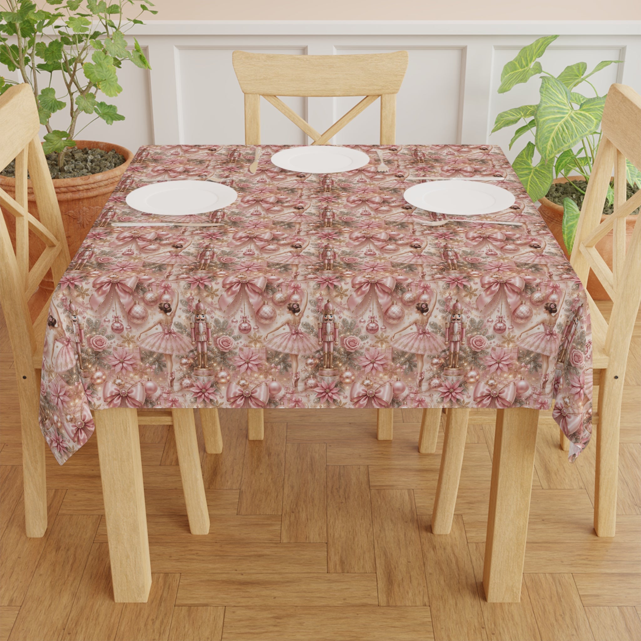 Tablecloth - Pink Nutcracker Ballet Elegant Christmas Decor
