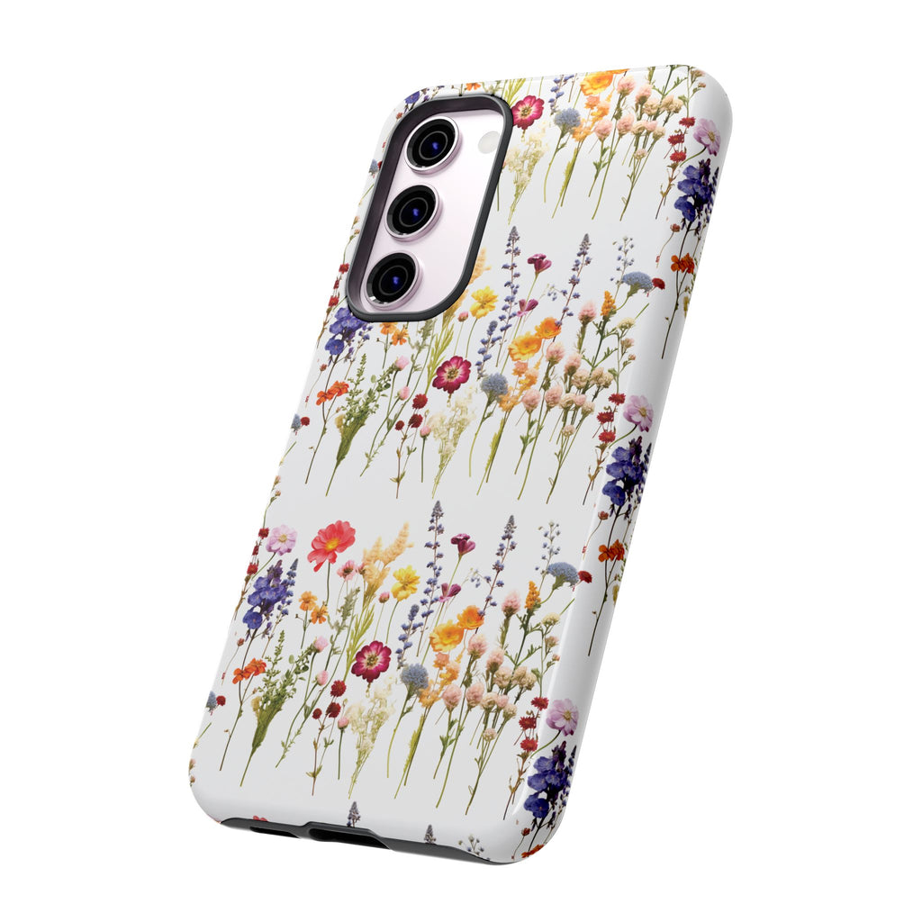White Best Phone Case Press Flowers Floral 3D Illusion Luxury Tough Case Floral Elegant Durable Stylish for Modern Devices iPhone 17, 16, 15, Samsung iPhone Samsung Accessory Gift for Her