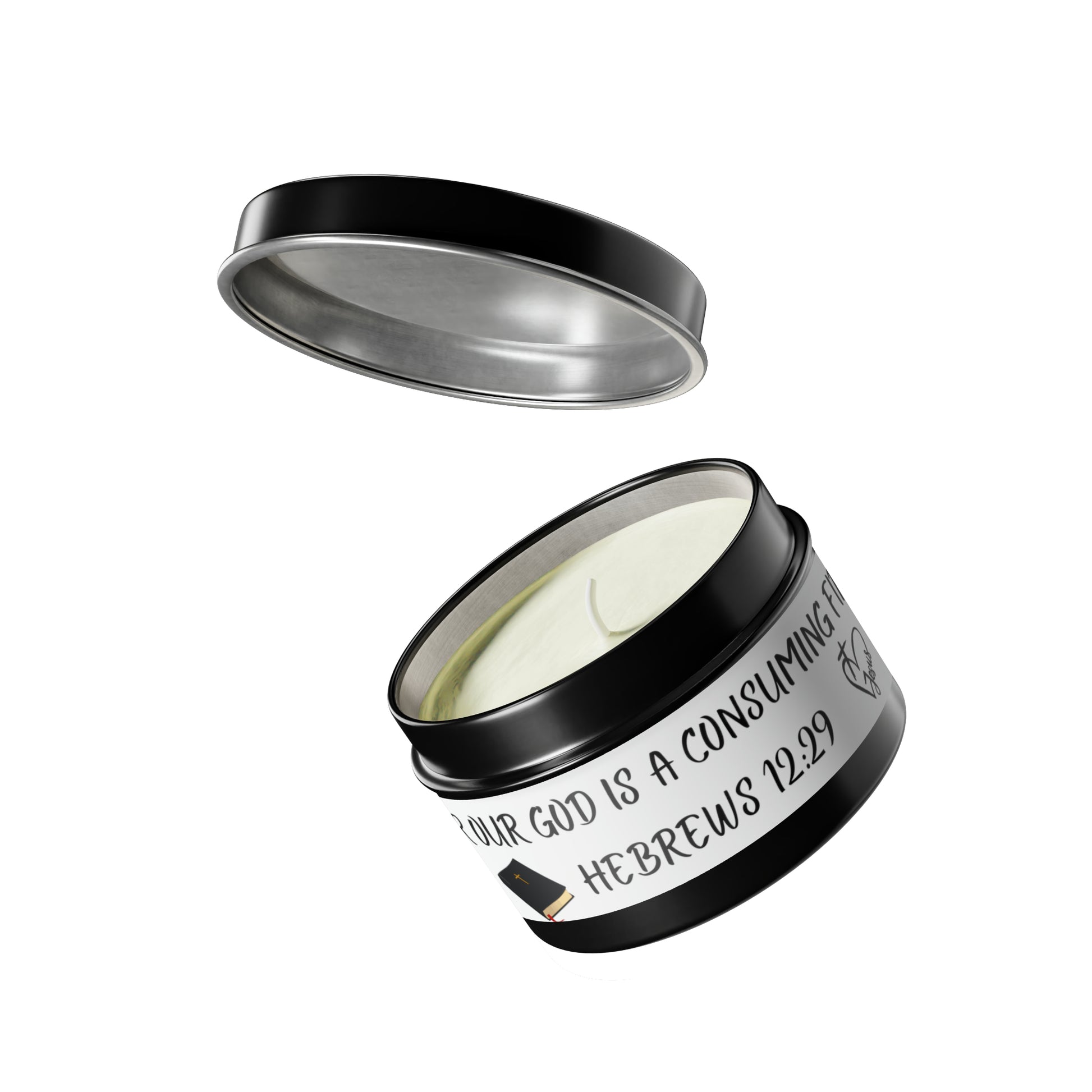 New House Sacred Light Divine Verse Tin Candles Embrace Peace with 4oz/8oz Coconut Soy Wax, Hand-Poured in USA. Lead-Free Wick, 20-40hr Burn. Evergreen, Vanilla, More. Spiritual Ambiance Awaits. Grace.