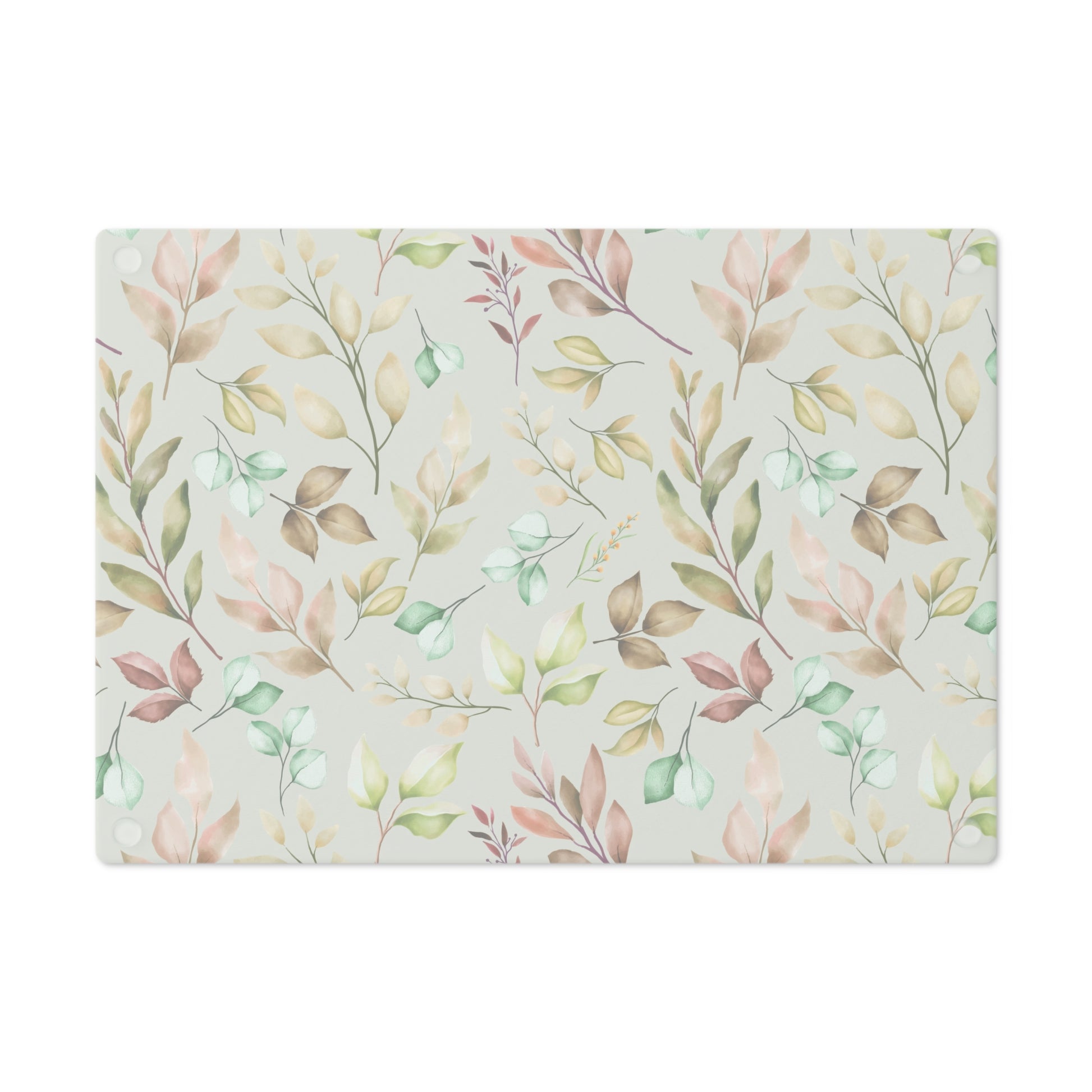 Pastel Leaves Cutting Board Floral Tempered Glass Cutting Board Durable Kitchen Decor with Elegant Design, Housewarming, New House Gift - MRSBYVALLE