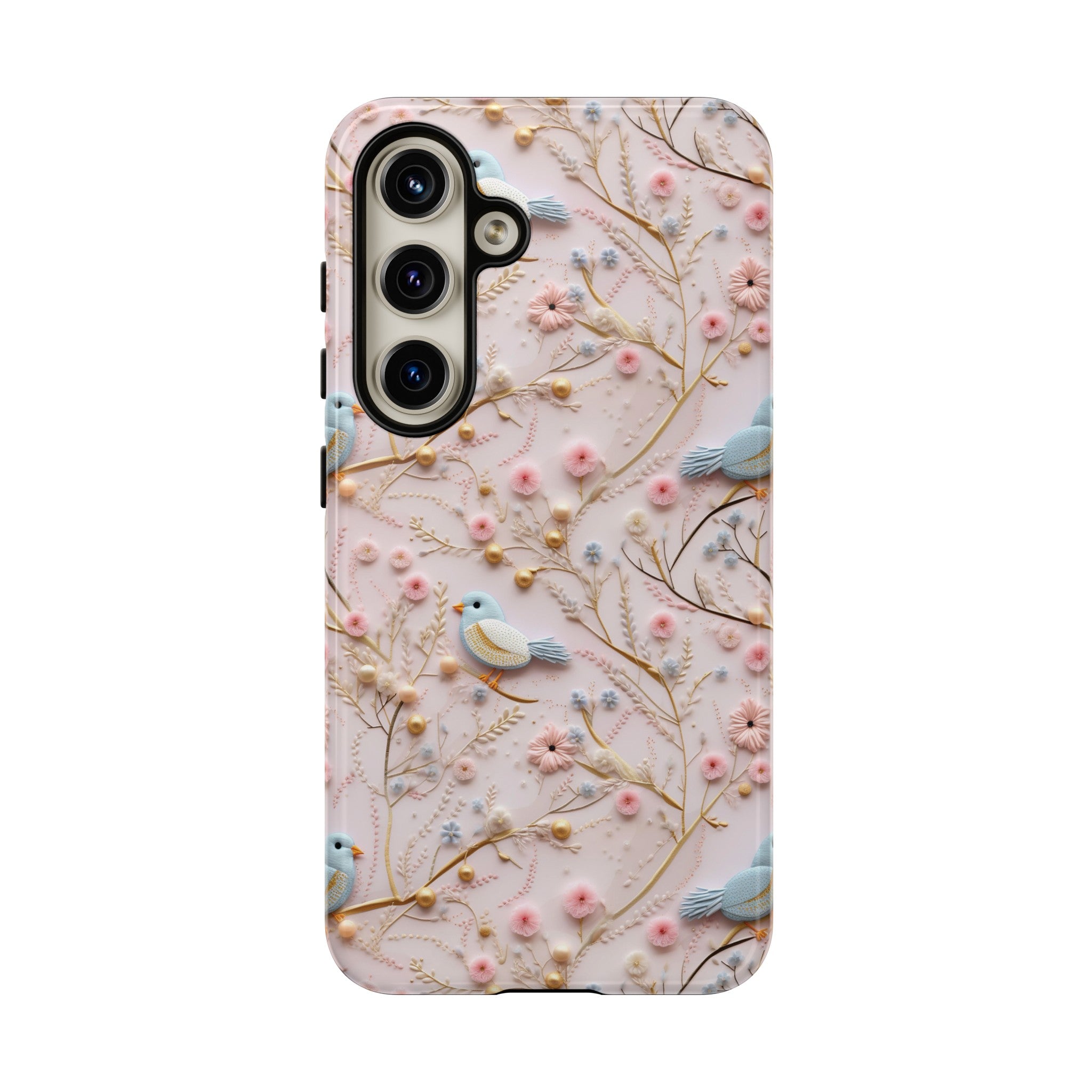 3D Birds Elegant Faux Flowers Phone Case Stylish & Durable for iPhone Samsung Gift iPhone 15, 14, 13 Samsung Pixel Gift for Mom Accessory Gift for Her