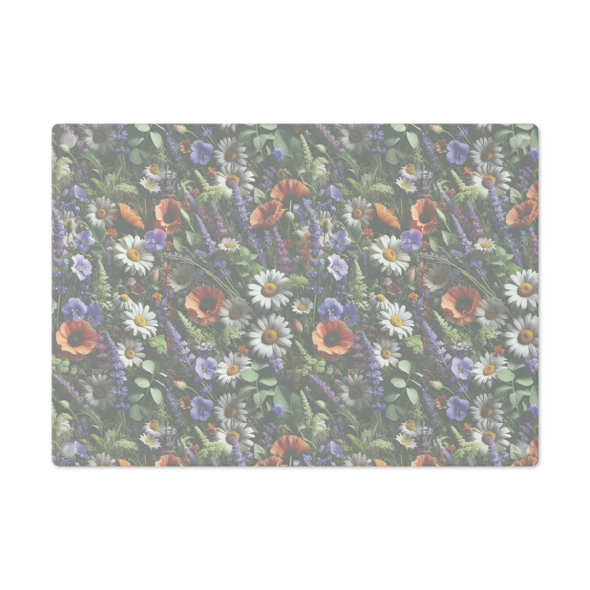 Boho Wildflowers Cutting Board - Durable Glass Kitchen Decor, Vibrant Floral Design, Perfect for Chopping, Serving, or Gifting - MRSBYVALLE