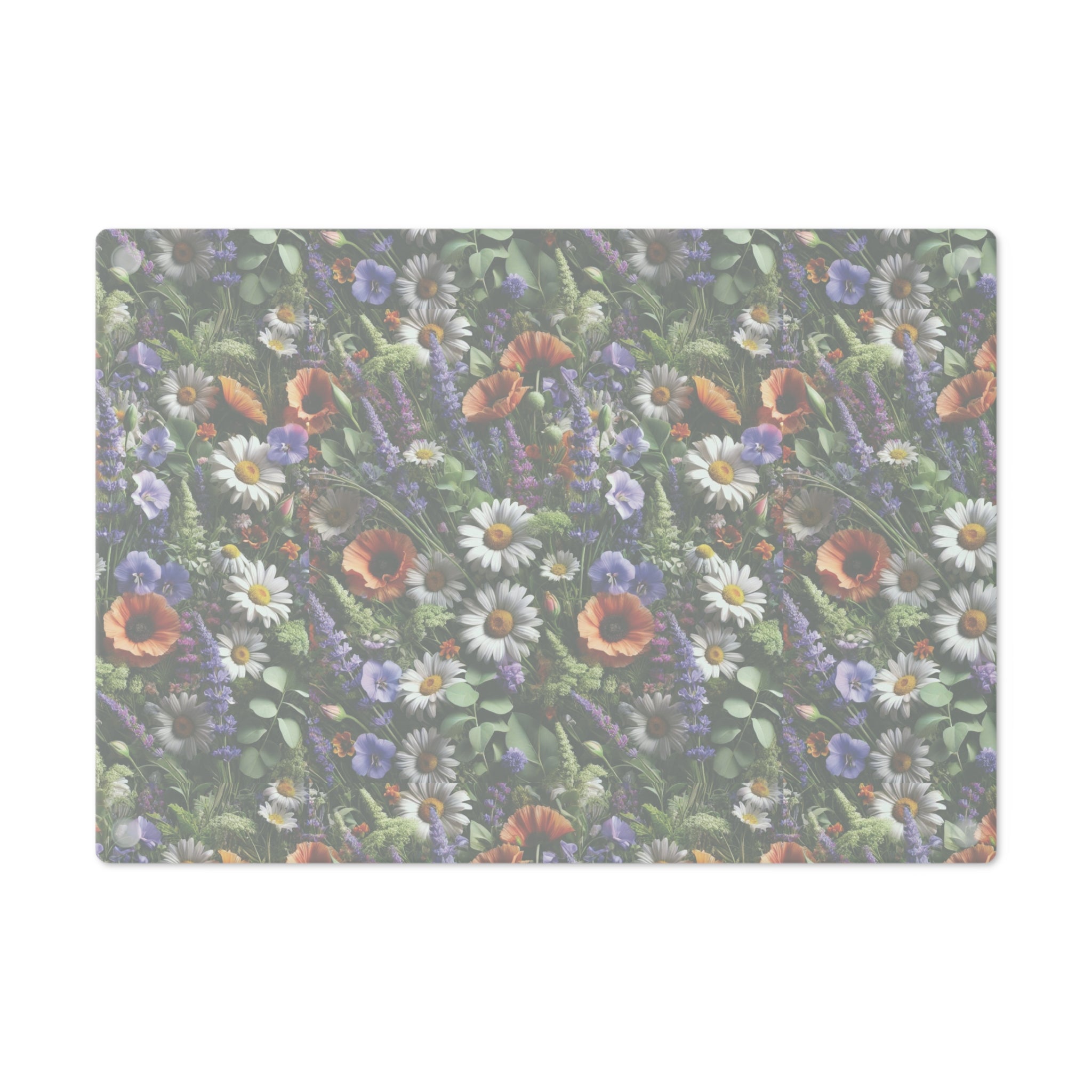 Boho Wildflowers Cutting Board - Durable Glass Kitchen Decor, Vibrant Floral Design, Perfect for Chopping, Serving, or Gifting - MRSBYVALLE