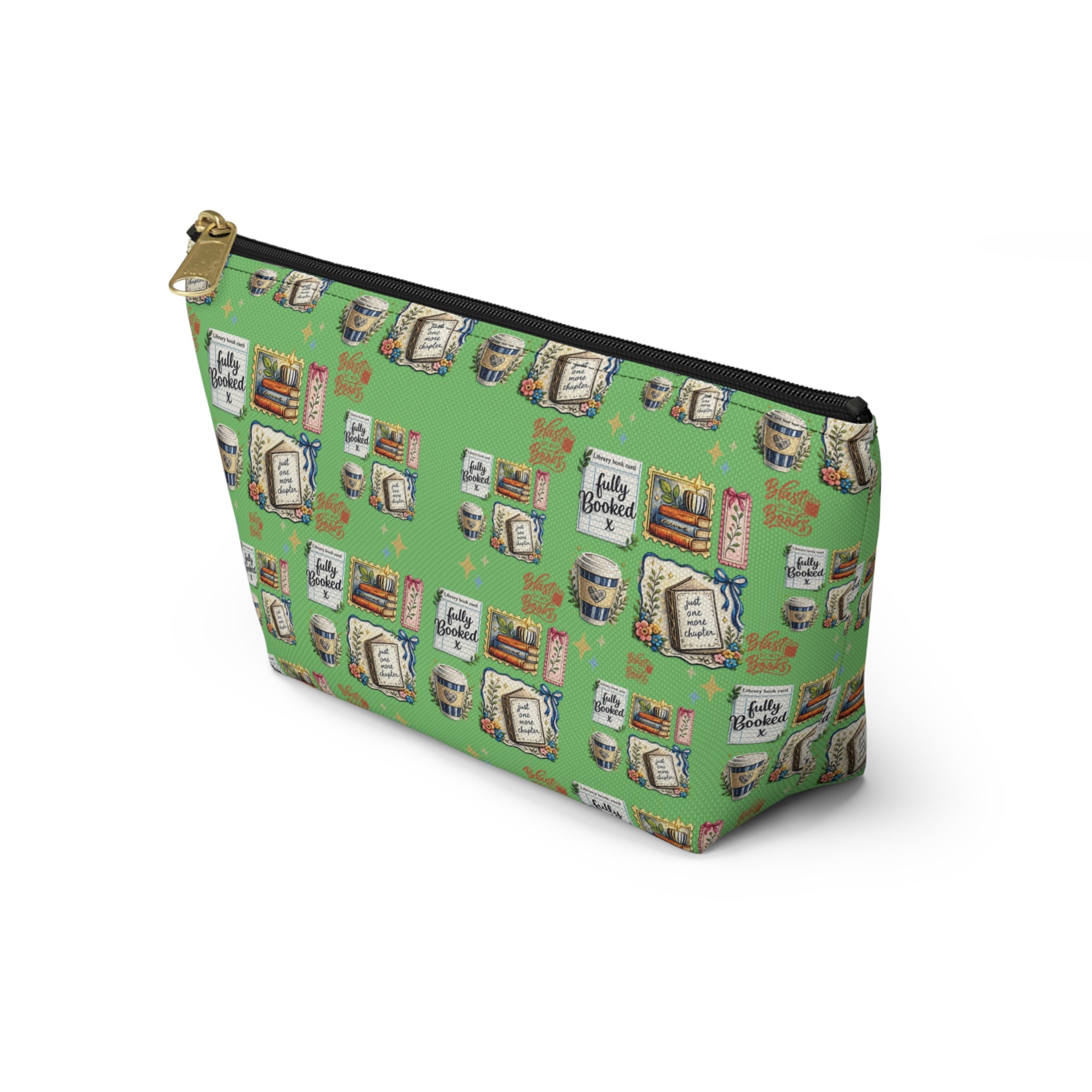 Pochette d'accessoires pour livres et café – Trousse de maquillage zippée en T pour les amoureux des livres