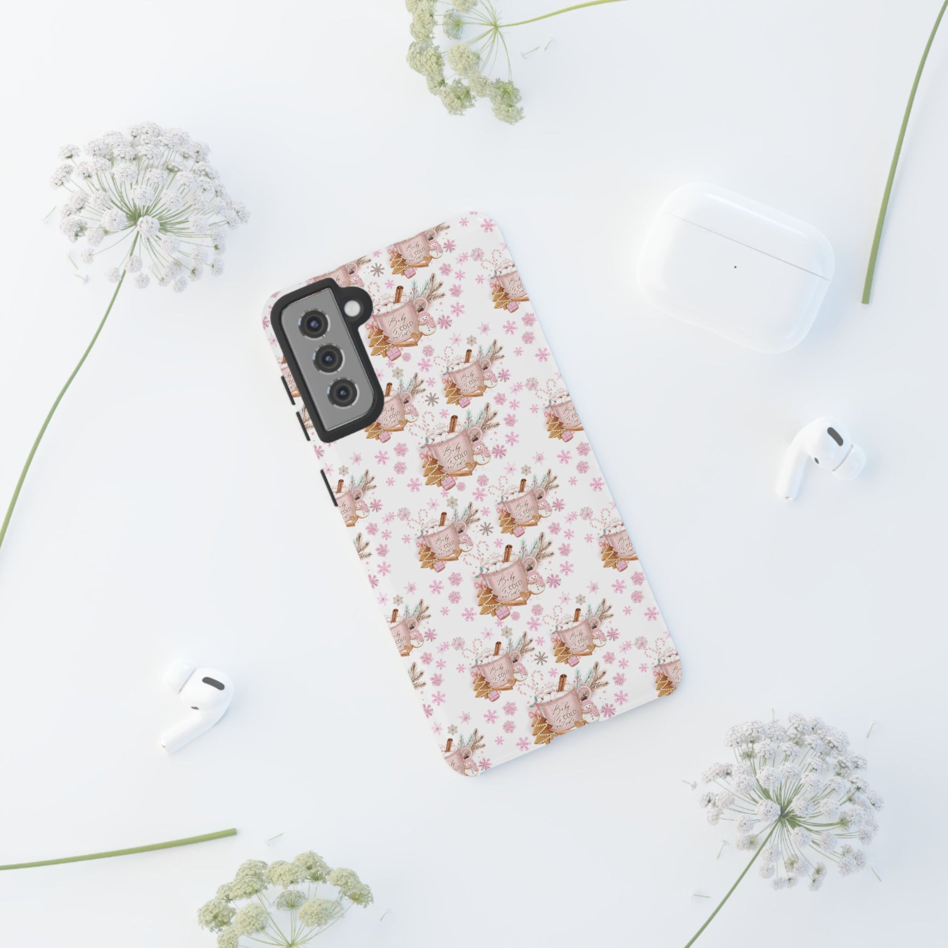 Baby it's Cold Outside Pink and White Phone Case Unique Holiday Protection for Your Device | Stylish & Durable Cover Gift for Her Phone 15, Samsung iPhone Samsung Accessory Gift for Her