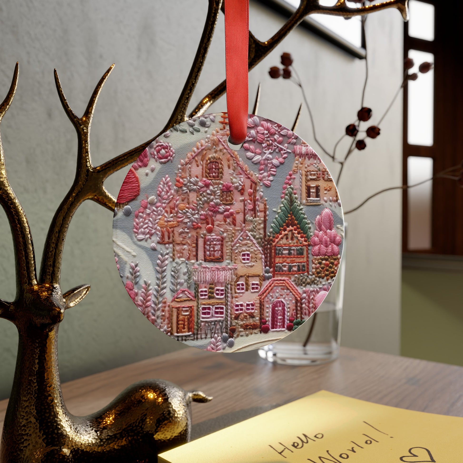 3D Illusion Pink Christmas Acrylic Ornament with Ribbon Perfect Holiday Decoration and Gift Durable Holiday Keepsake | Charming Winter Design | Ideal for Tree Trimming and Gift Giving - MRSBYVALLE
