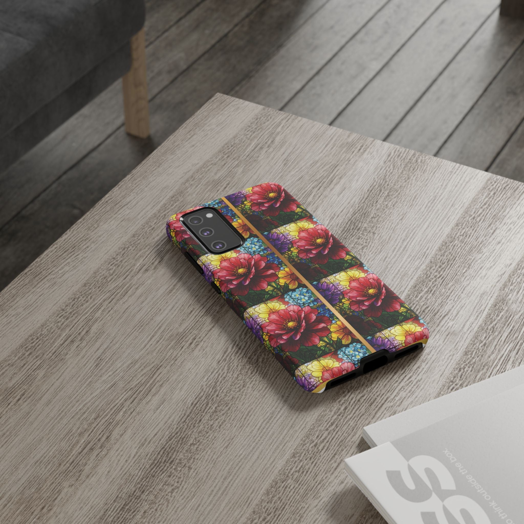 Stained Glass Illusion Floral Phone Case  3D Colorful Flower Design, Protective Christian Gift, Fits iPhone, Samsung, Google Pixel