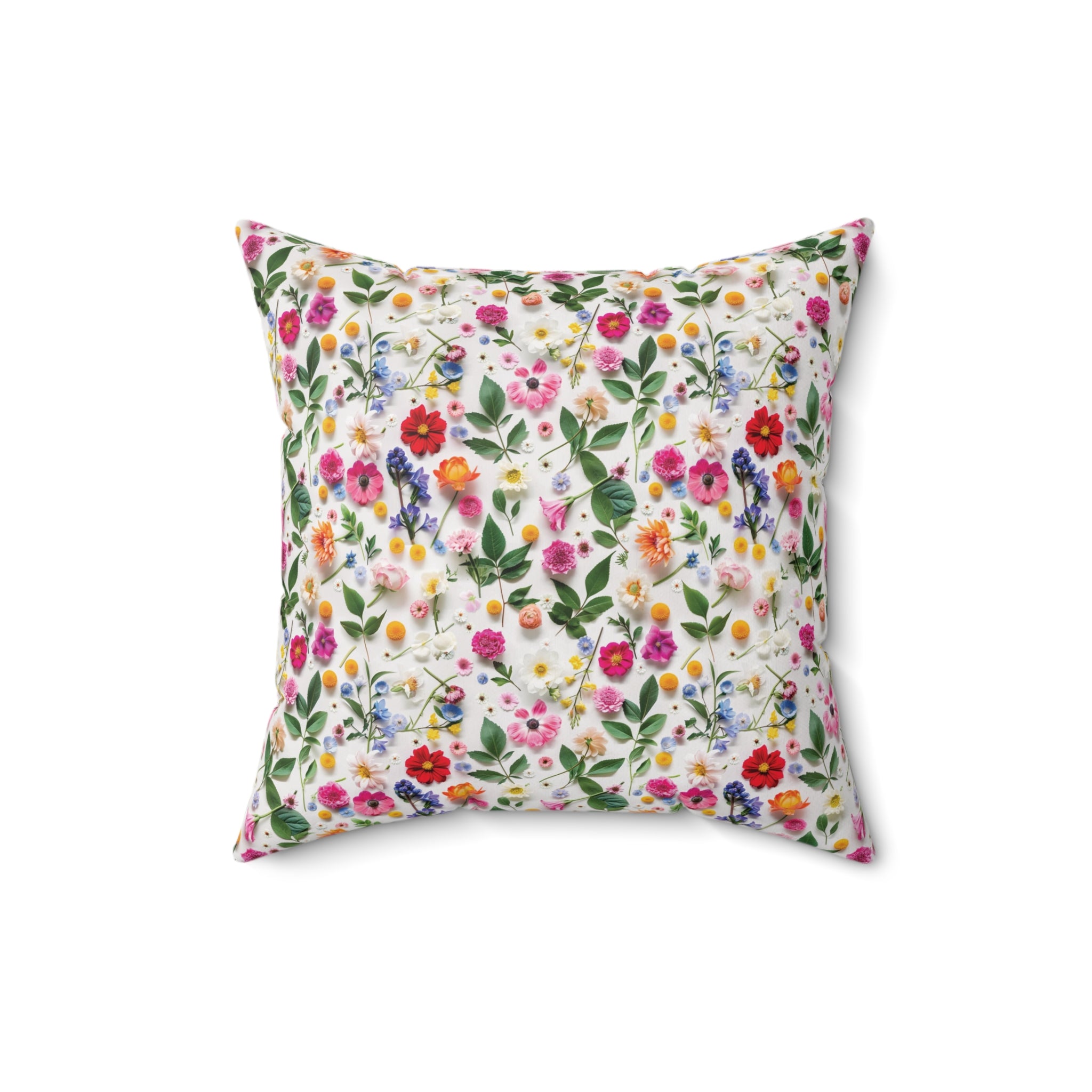 Modern Wildflowers Decorative Pillow - Available in 16x16, 18x18, 20x20 - Vibrant Accent for Living Room, Bedroom, or Sofa Decor 100% Polyester with Double-Sided Print