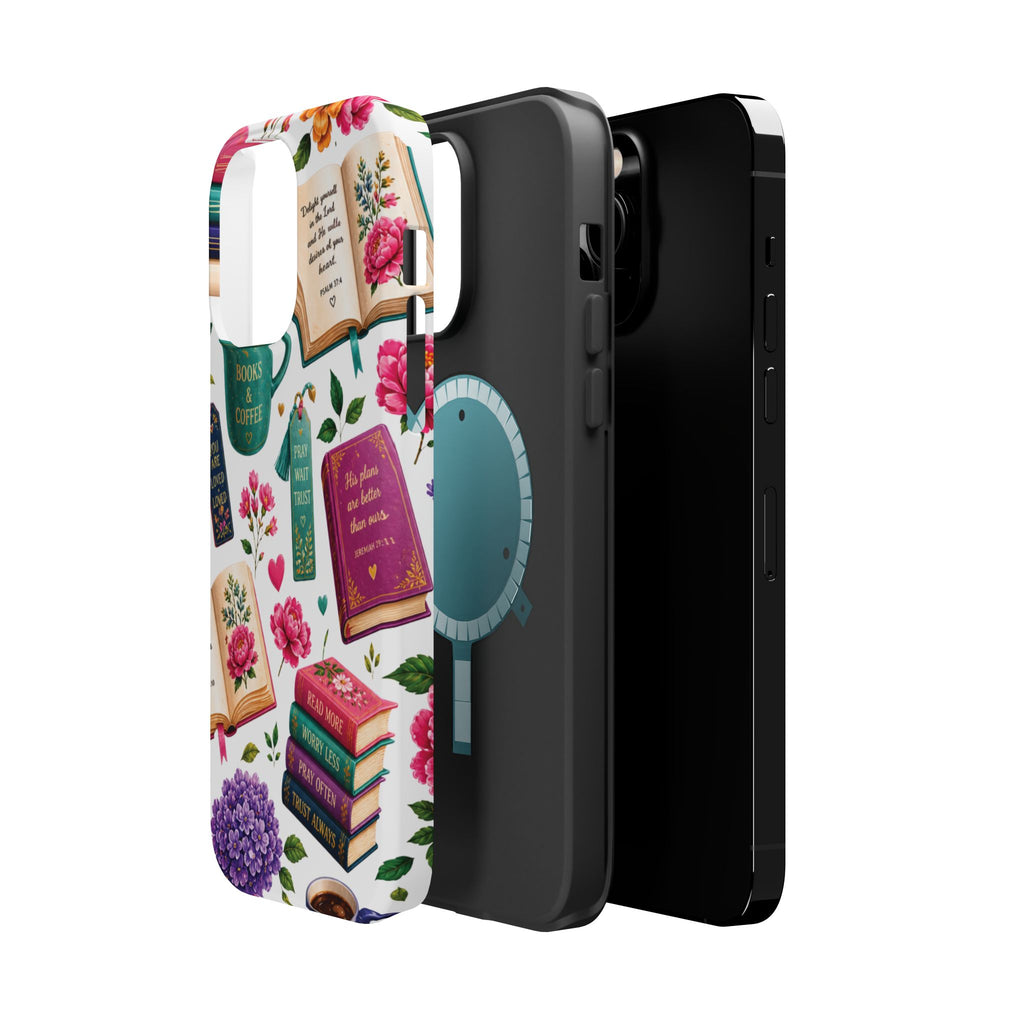 Christian Books & Coffee Phone Case — Magnetic Impact-Resistant Christian Gift