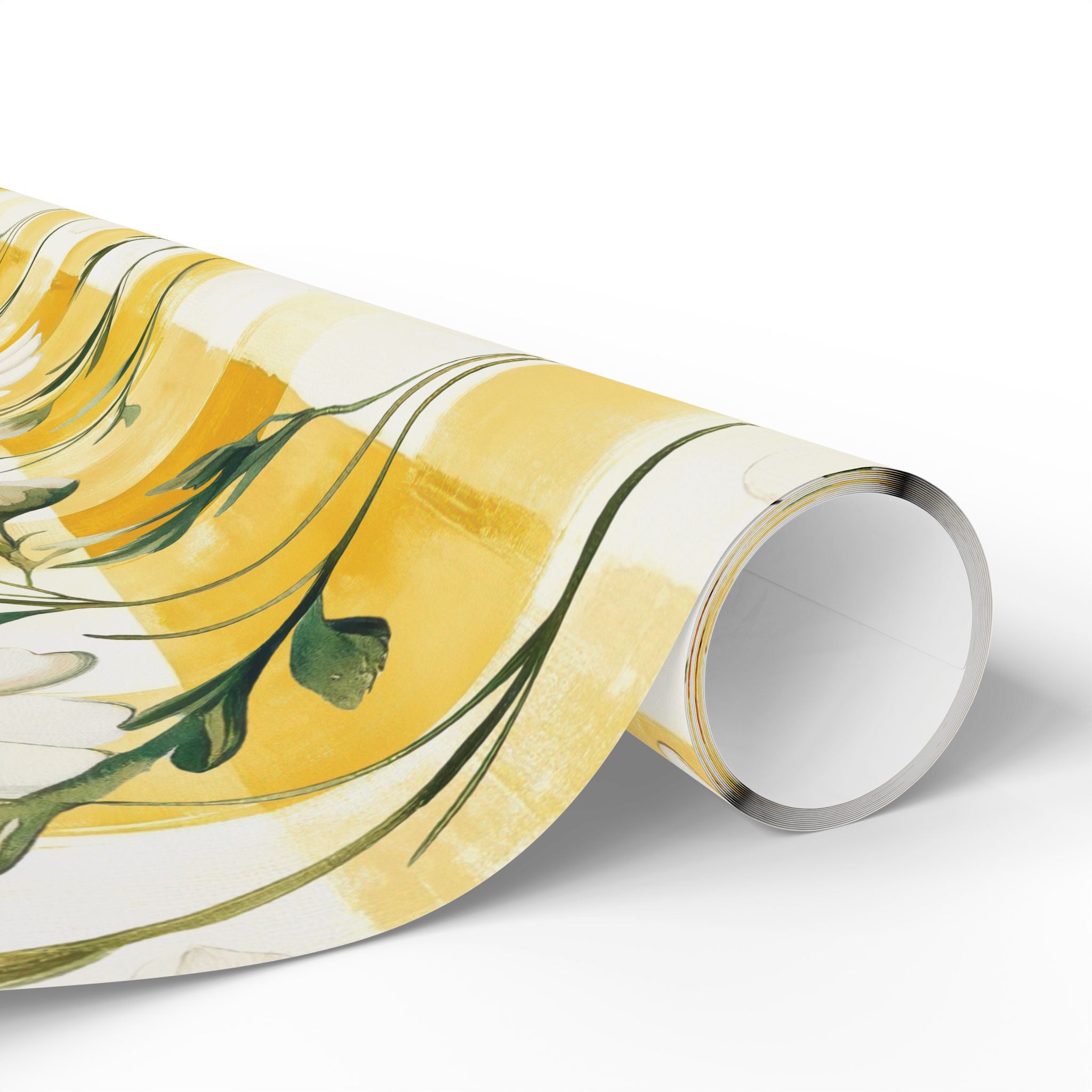 Papier Cadeau Jaune Pastel à Carreaux Marguerite — Papier Cadeau Floral Printanier