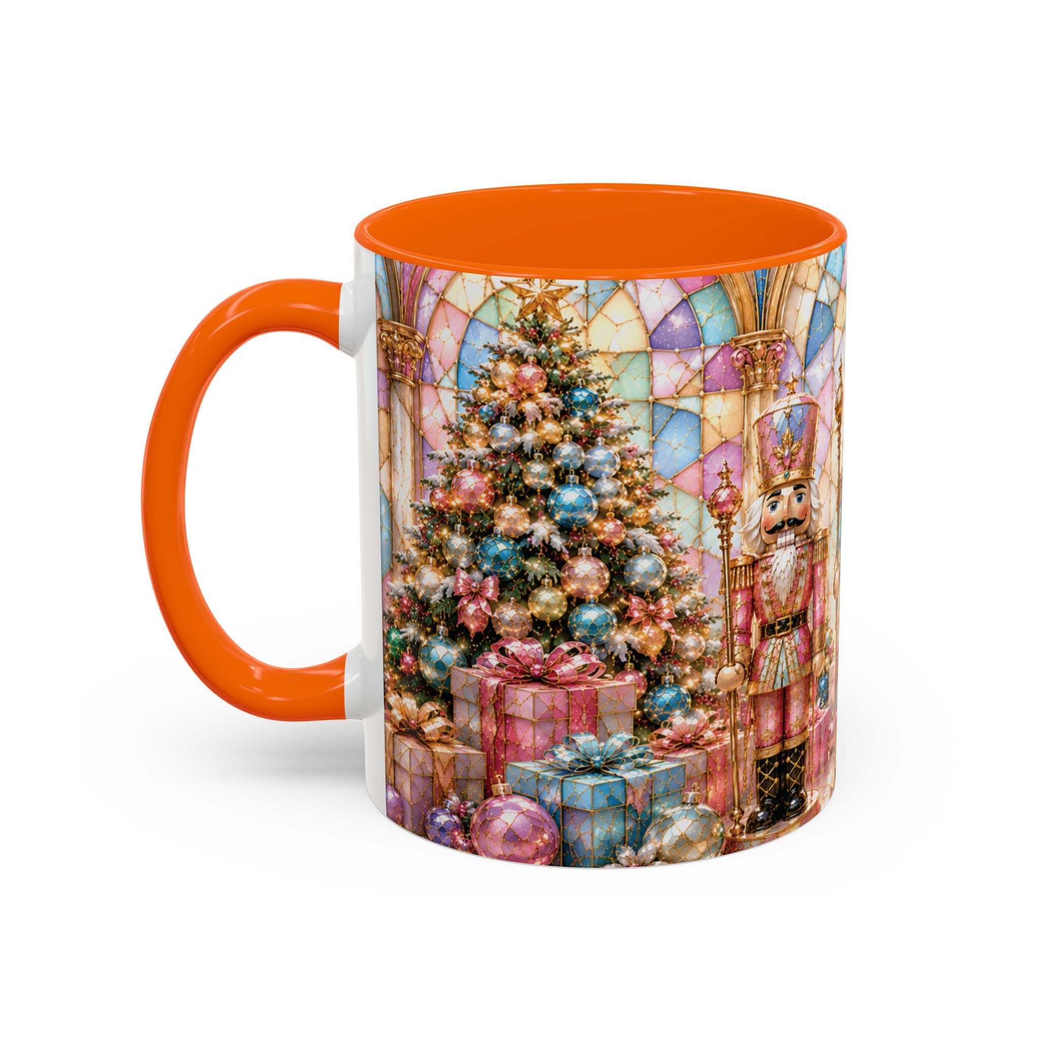 Nutcracker Christmas Coffee Mug – Festive Stained-Glass Holiday Accent Cup (11/15oz) Gift for Her