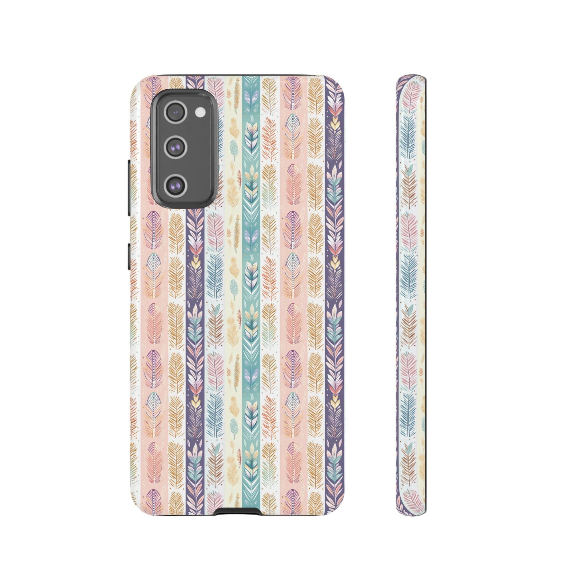 Boho Pastel Feathers Modern Watercolor Abstract Phone Case Compatible with iPhone, Samsung & More - Stylish, Durable Protection with Vibrant Artistic Design Perfect Gift for Her