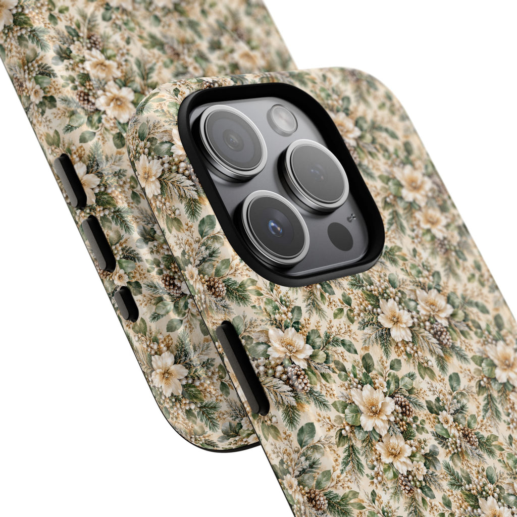 Sage Green & Champagne Floral MagSafe Tough Phone Case