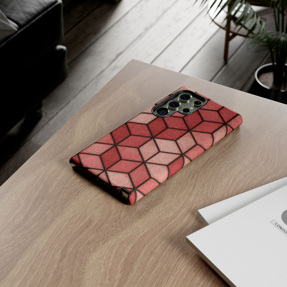 Geometric Stained Glass Illusion Phone Case Colorful Abstract Art, Aesthetic Protective Cover for iPhone, Samsung & Google, Unique Gift Idea Mom