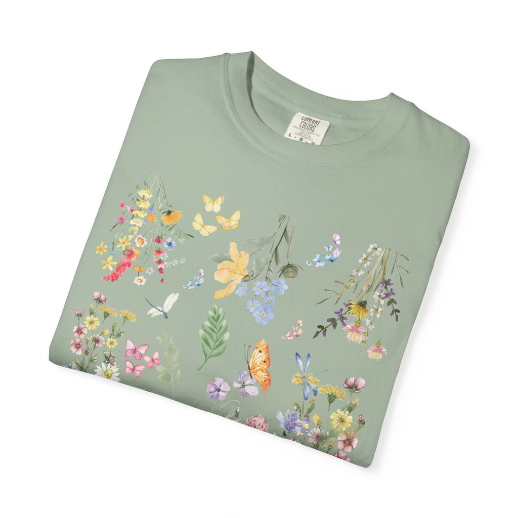 T-Shirt Bohème Fleurs Sauvages Aquarelle — T-Shirt Bohème Fleuri