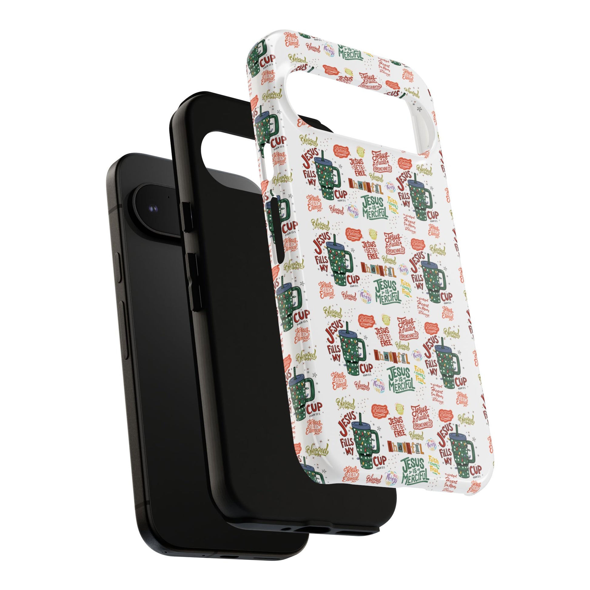 Jesus Fill My Cup Phone Case Cute Floral Design in Red, Pink, Blue – Aesthetic Protective Case for iPhone and  Android