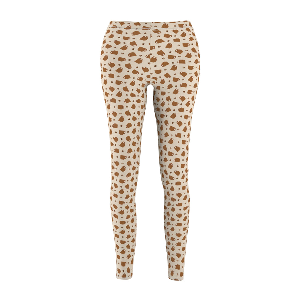 Cozy Coffee Cup Abstract Beige Leggings – Stylish Everyday Pants for Lounging, Yoga, or Running Errands | Soft, Comfy, and Perfect for Coffee Lovers Perfect Gift Idea for Her  Available in Plus Sizes - MRSBYVALLE
