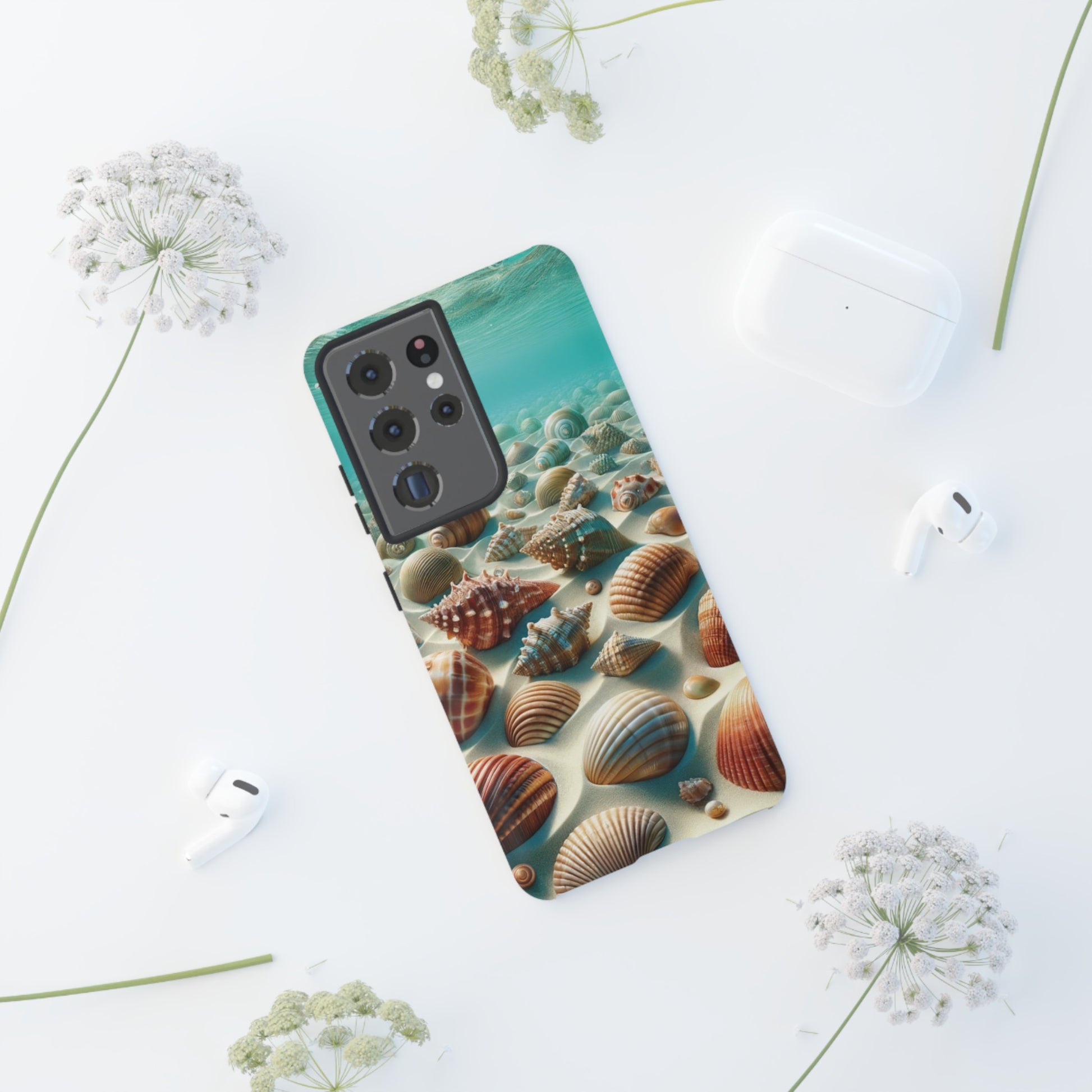 Plush Ocean Bliss Turquoise Seashell Ocean Beach View Protective Phone Case Gift for Her Phone 15, Samsung iPhone Samsung Gift for Her Case iPhone 15, Samsung iPhone Samsung Accessory Gift for Her.