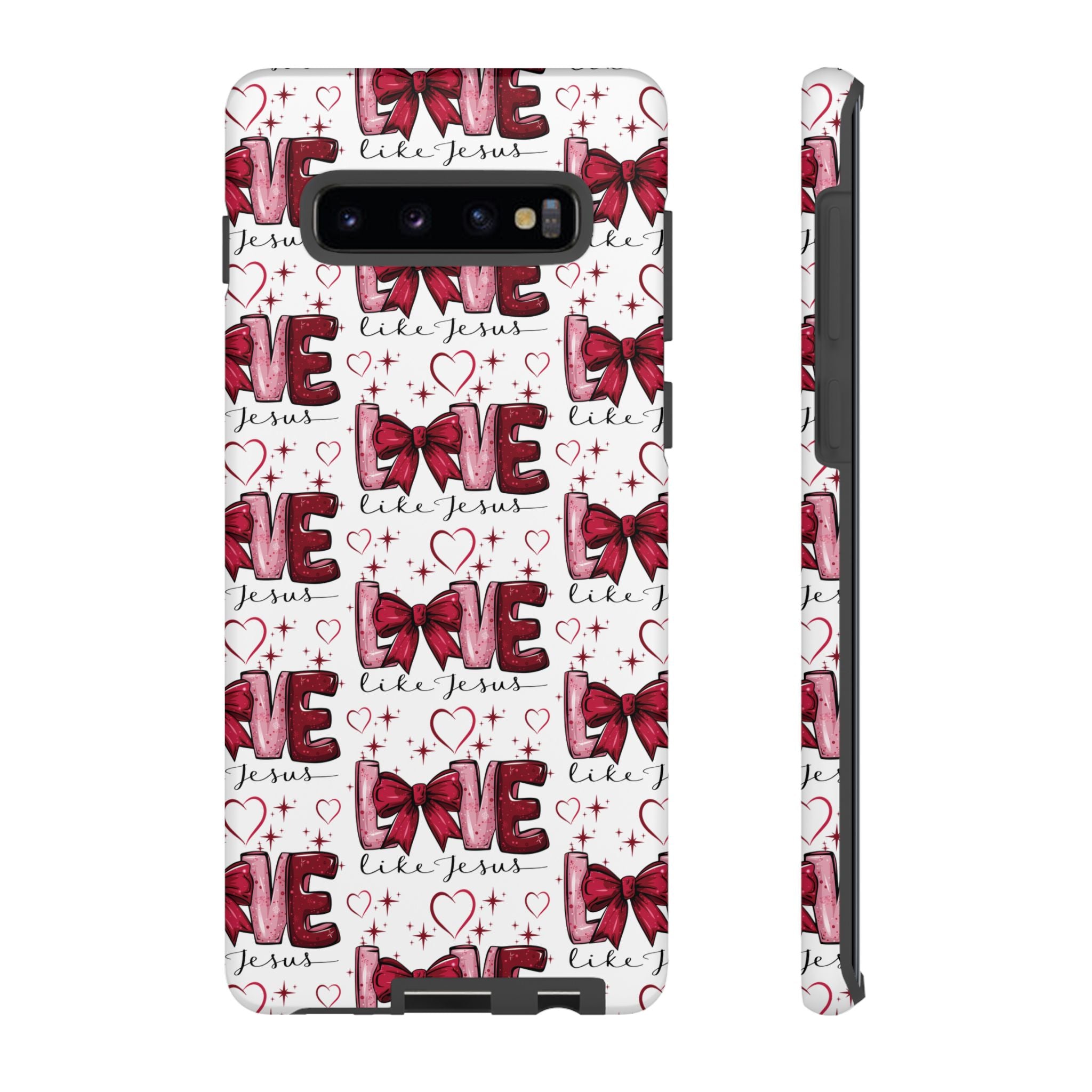 Love Like Jesus Red Bows and Hearts—Tough, Faithful Phone Cases & Religious iPhone Accessories: Protect Your Device & Show Your Faith