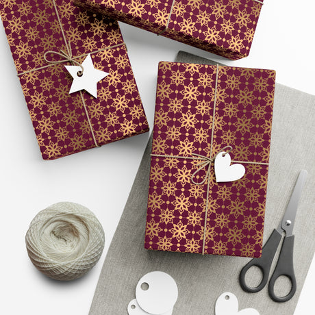 Elegant Luxuries Burgundy Wrapping Paper with Gold Accents Perfect for Christmas Gifts, Weddings, & Special Occasions Premium Quality Gift Wrap for Luxurious Presentation - MRSBYVALLE