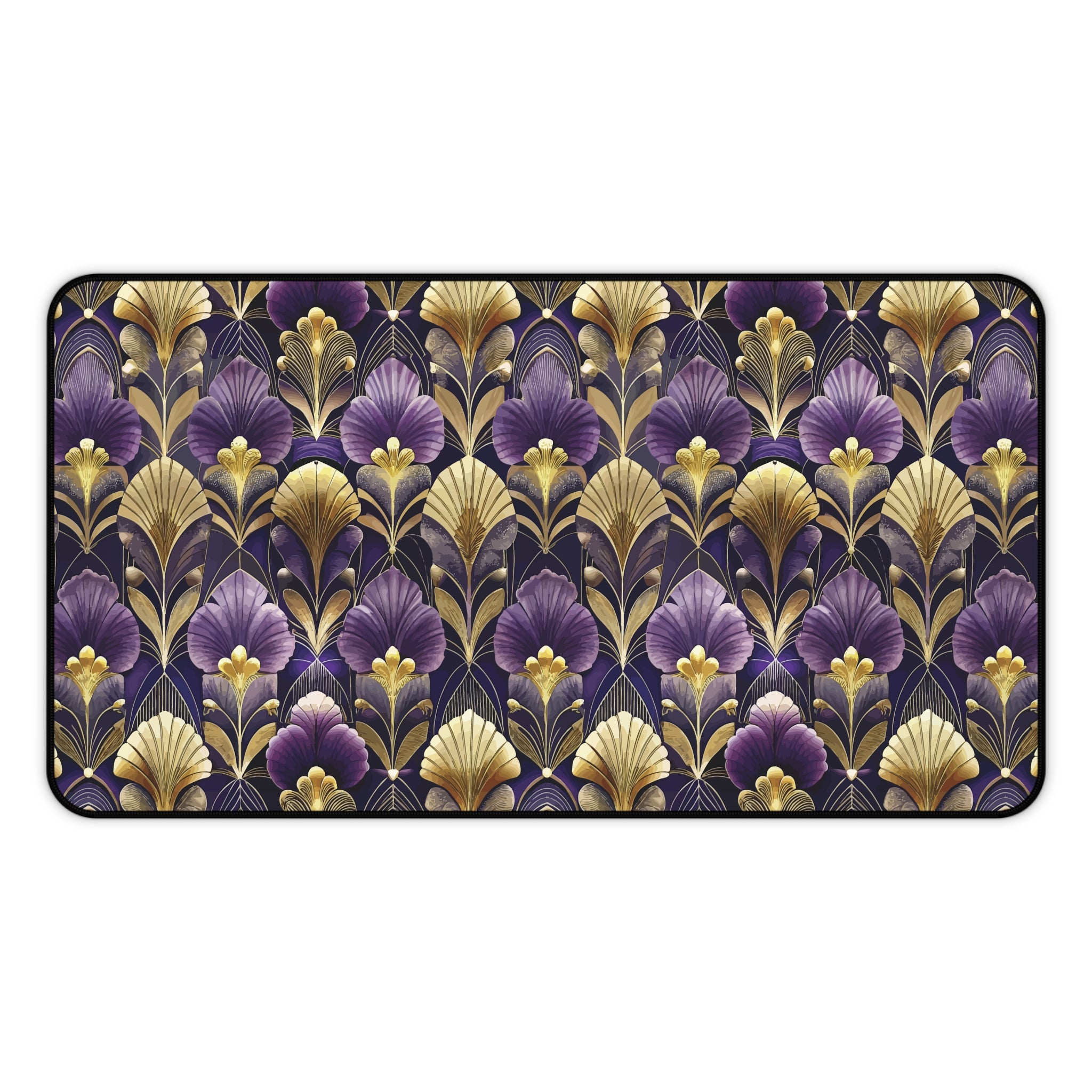 Art Deco Purple & Gold Desk Mat — Royal Decorative Desk Pad