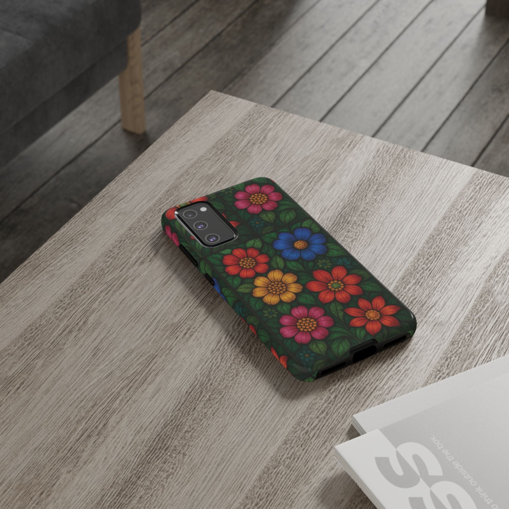 Coque de téléphone effet vitrail floral lumineux Art abstrait coloré, Étui de protection esthétique pour iPhone, Samsung et Google, Idée cadeau unique pour maman