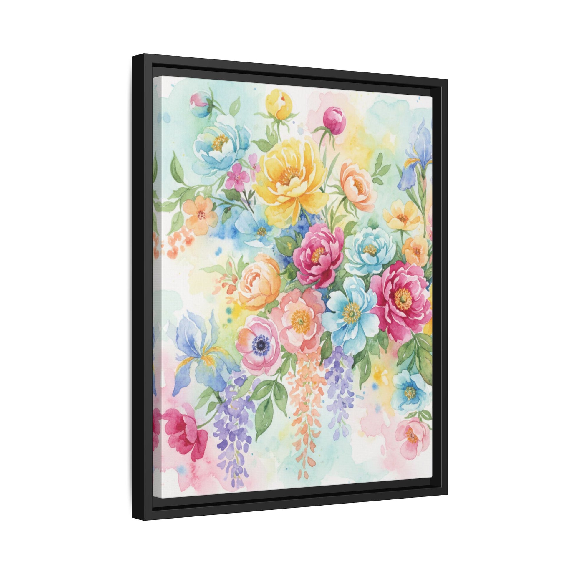 Watercolor Floral Bouquet Canvas, Framed Matte Wall Art | Multi-Color Wall Art