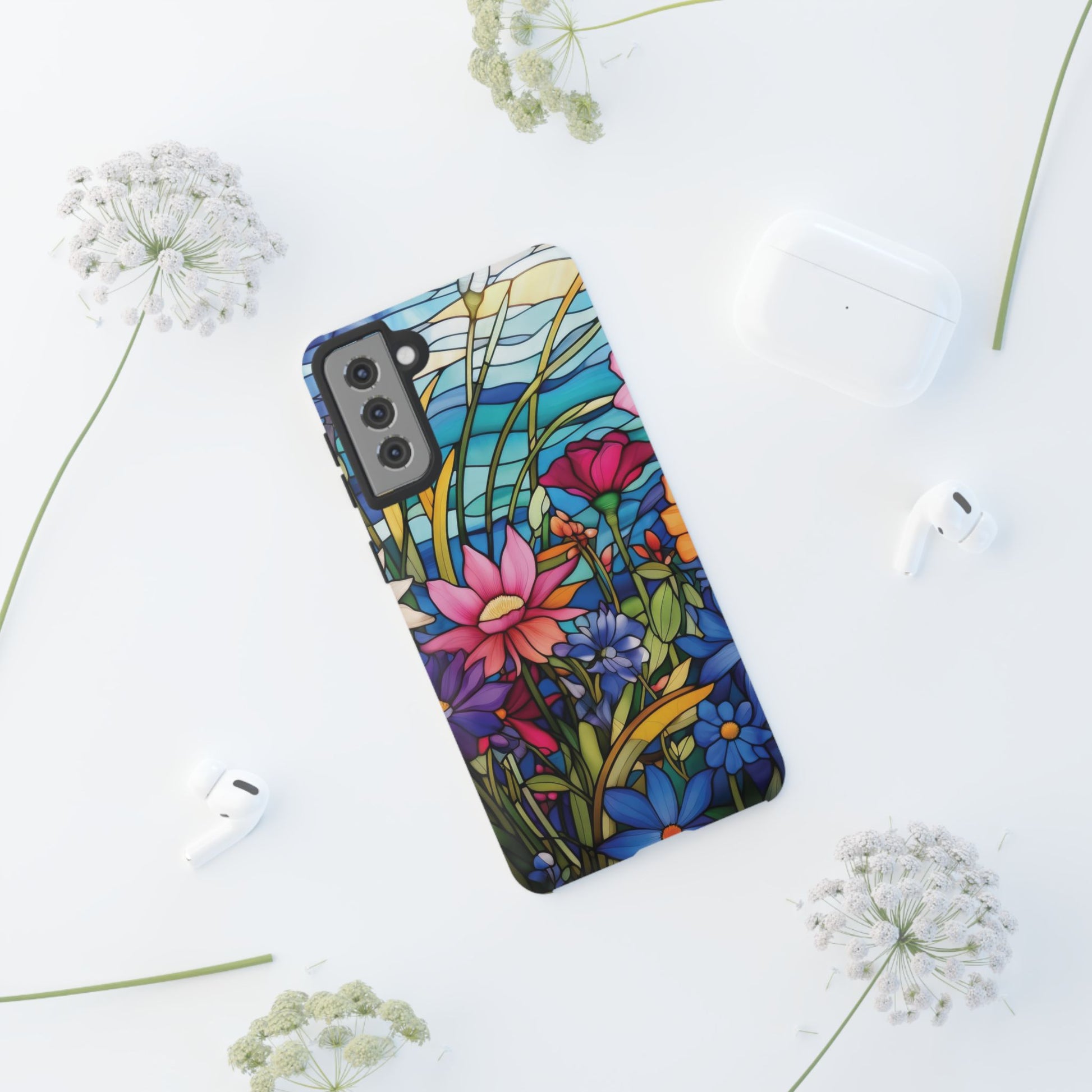 Wildflowers Stain Glass Illusion Phone Case Unique Holiday Protection for Your Device | Stylish & Durable Cover Gift for Her Phone 15, Samsung iPhone Samsung Accessory Gift for Her
