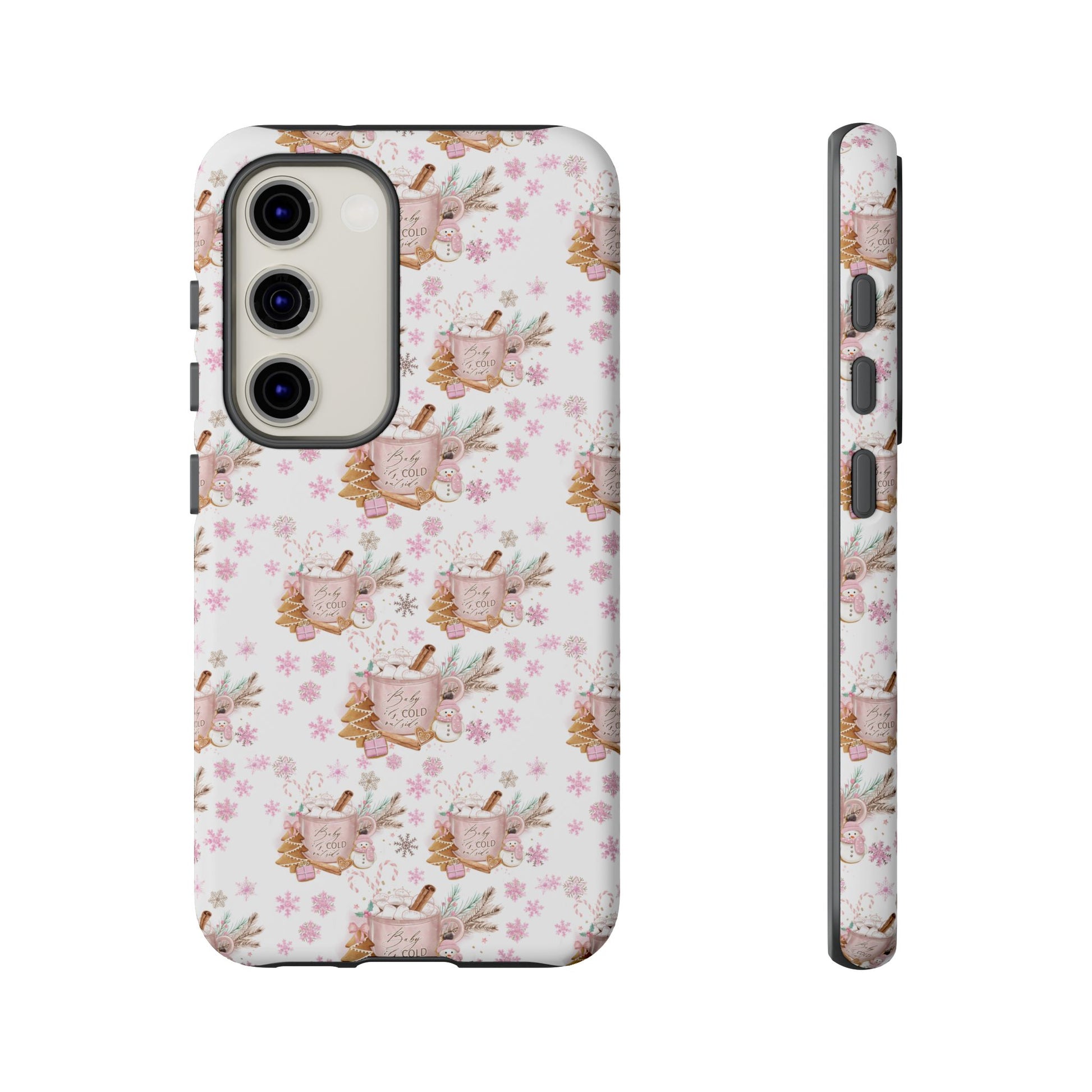 Baby it's Cold Outside Pink and White Phone Case Unique Holiday Protection for Your Device | Stylish & Durable Cover Gift for Her Phone 15, Samsung iPhone Samsung Accessory Gift for Her