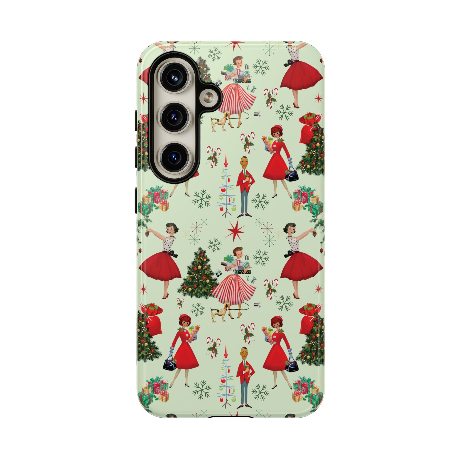 1950s Vintage Phone Case - Retro Christmas Design | Unique Holiday Protection for Your Device | Stylish & Durable Cover Gift for Her Phone 15, Samsung iPhone Samsung Accessory Gift for Her