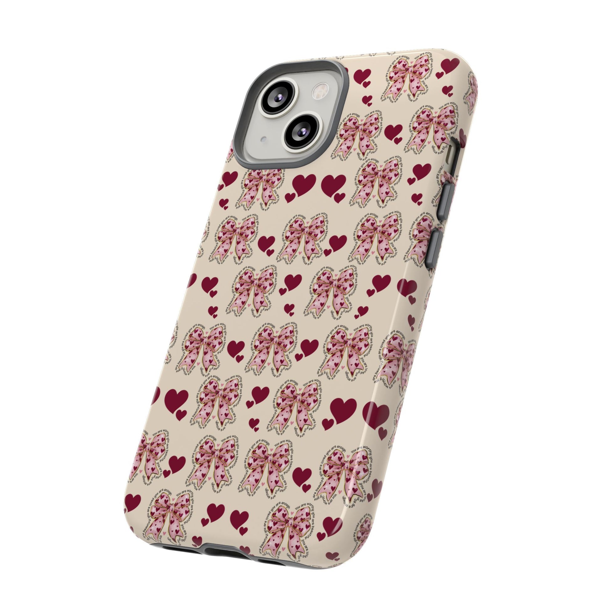 Charming Hearts & Pink Bows Phone Case Stylish & Durable Protection for Your Device | Scratch-Resistant, Slim Fit, and Lightweight Design for Everyday Use for iPhone & Android | Fresh Nature-Inspired Design!